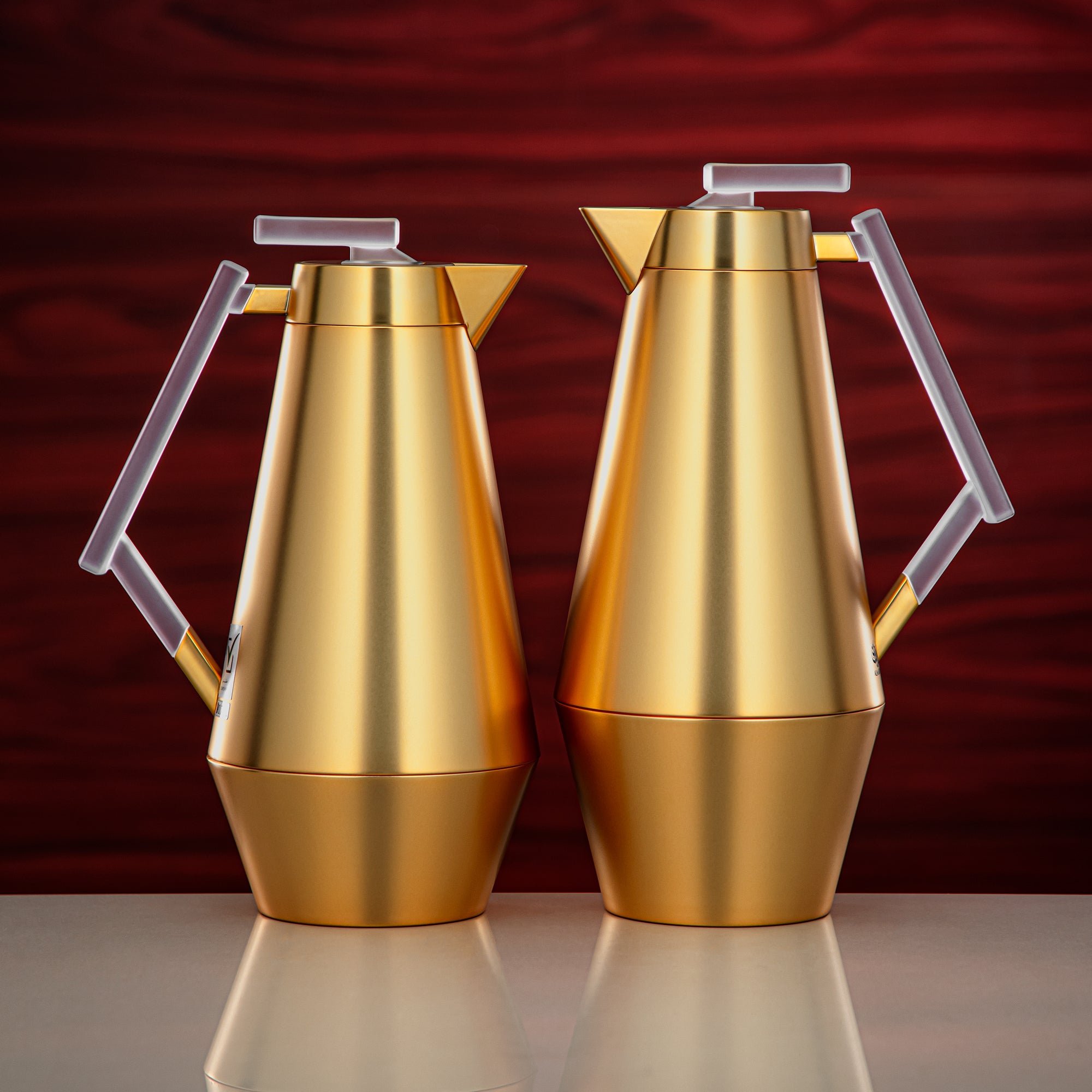 Almarjan Vacuum Flask Set 0.7L & 1L Matt Gold & Frost