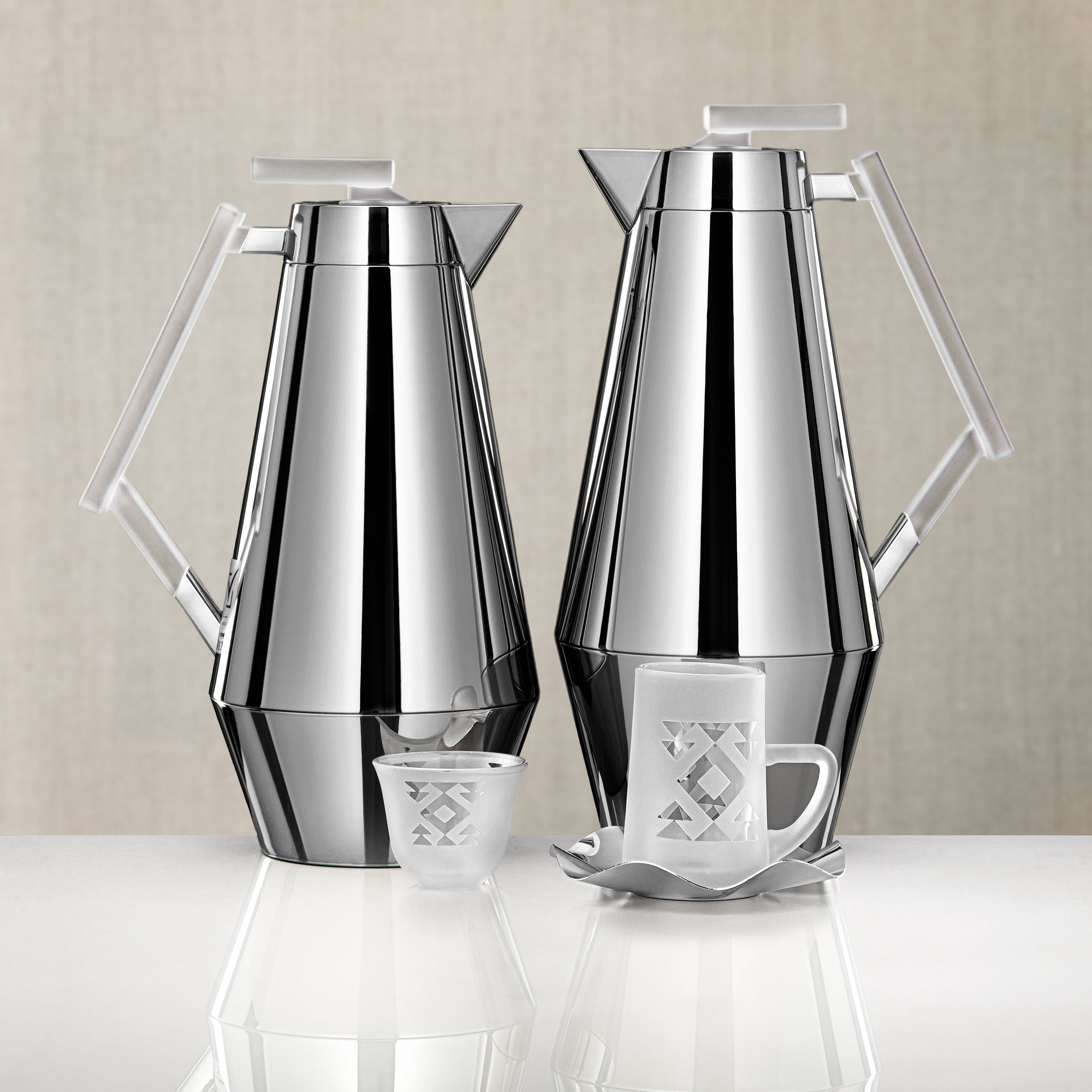 Almarjan Vacuum Flask & Tea Set 0.7L & 1L Silver