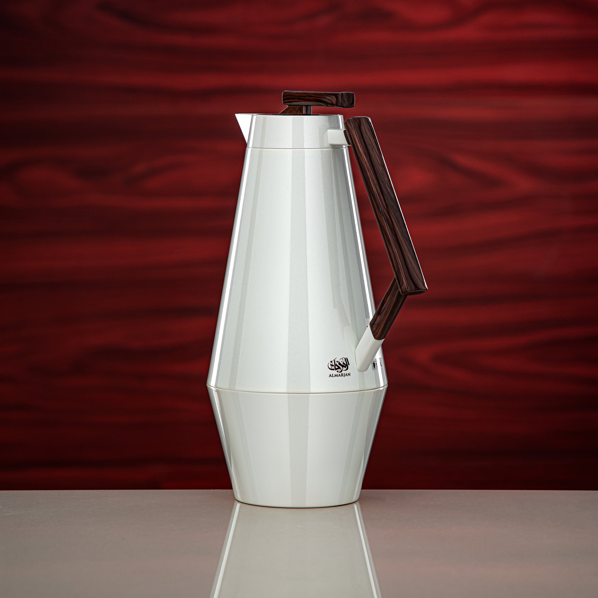 Almarjan Vacuum Flask Set 0.7L & 1L Pearl White & Dark Wood