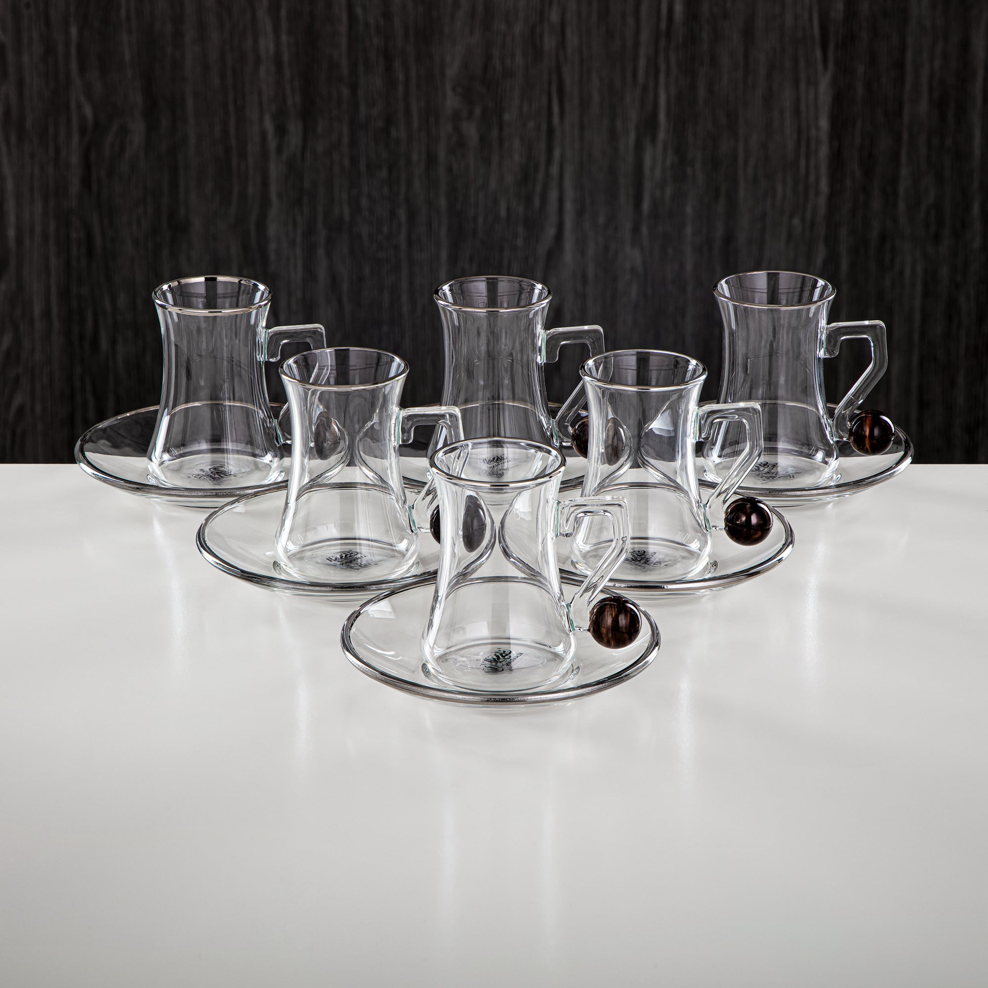 Almarjan 6 Pieces Borosilicate Glass Tea Cup Set - FB803-12 PBR/C