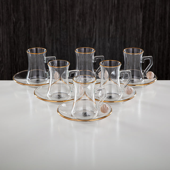 Almarjan 18 Pieces Borosilicate Glass Tea Set - FB803-18 PBG/G