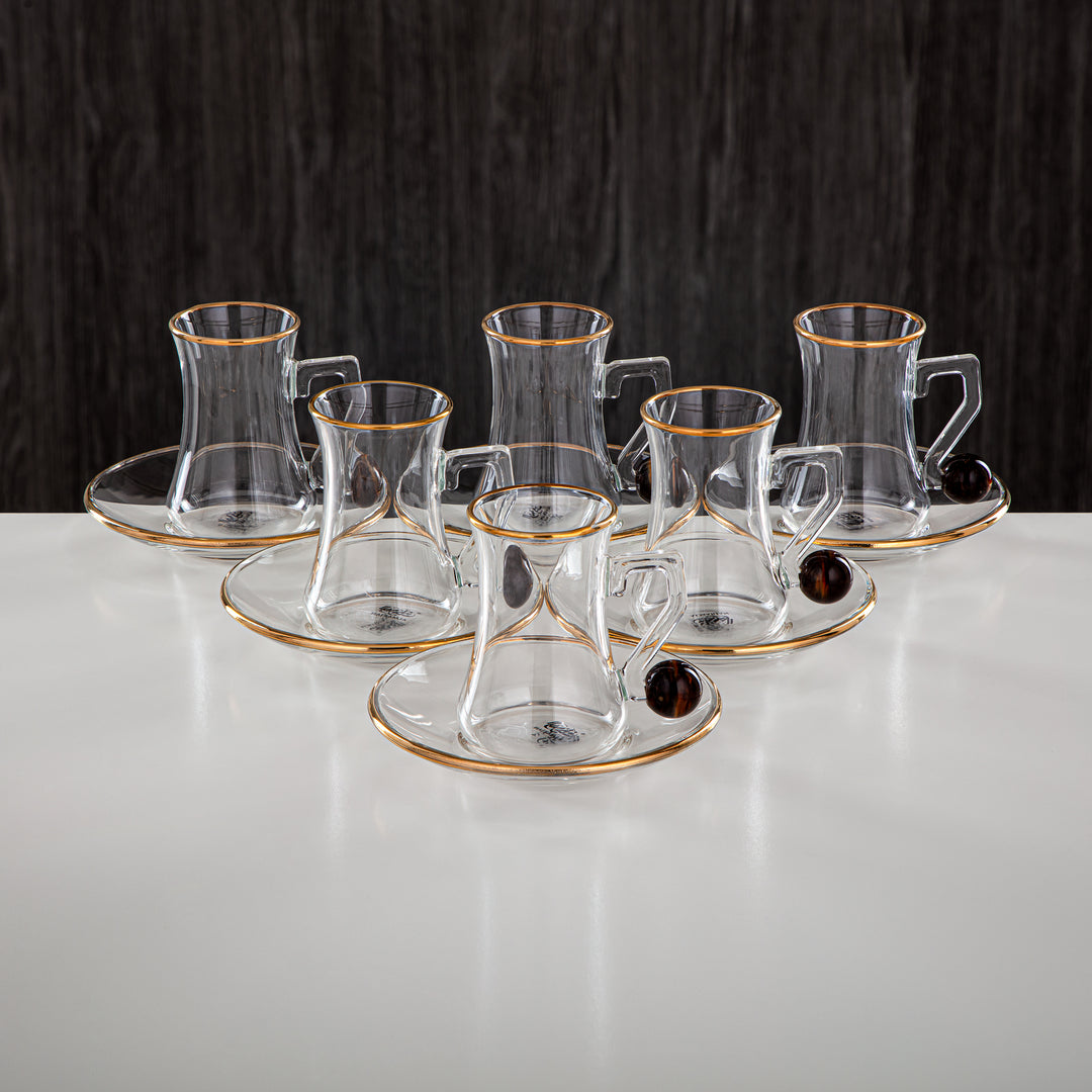 Almarjan 6 Pieces Borosilicate Glass Tea Cup Set - FB803-12 PBR/G