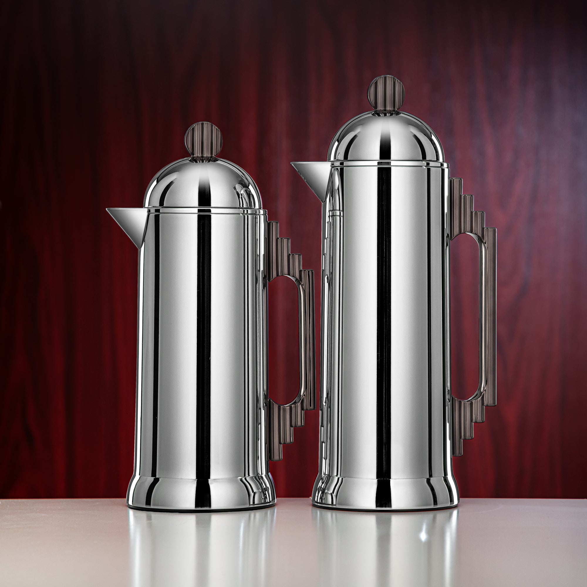 Almarjan Vacuum Flask Set 0.7L & 1L Silver & Gun Black