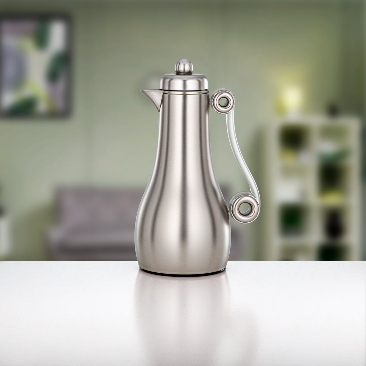 Almarjan 2 Pieces Vacuum Flask Set, Matt Nickel & Frost Acrylic