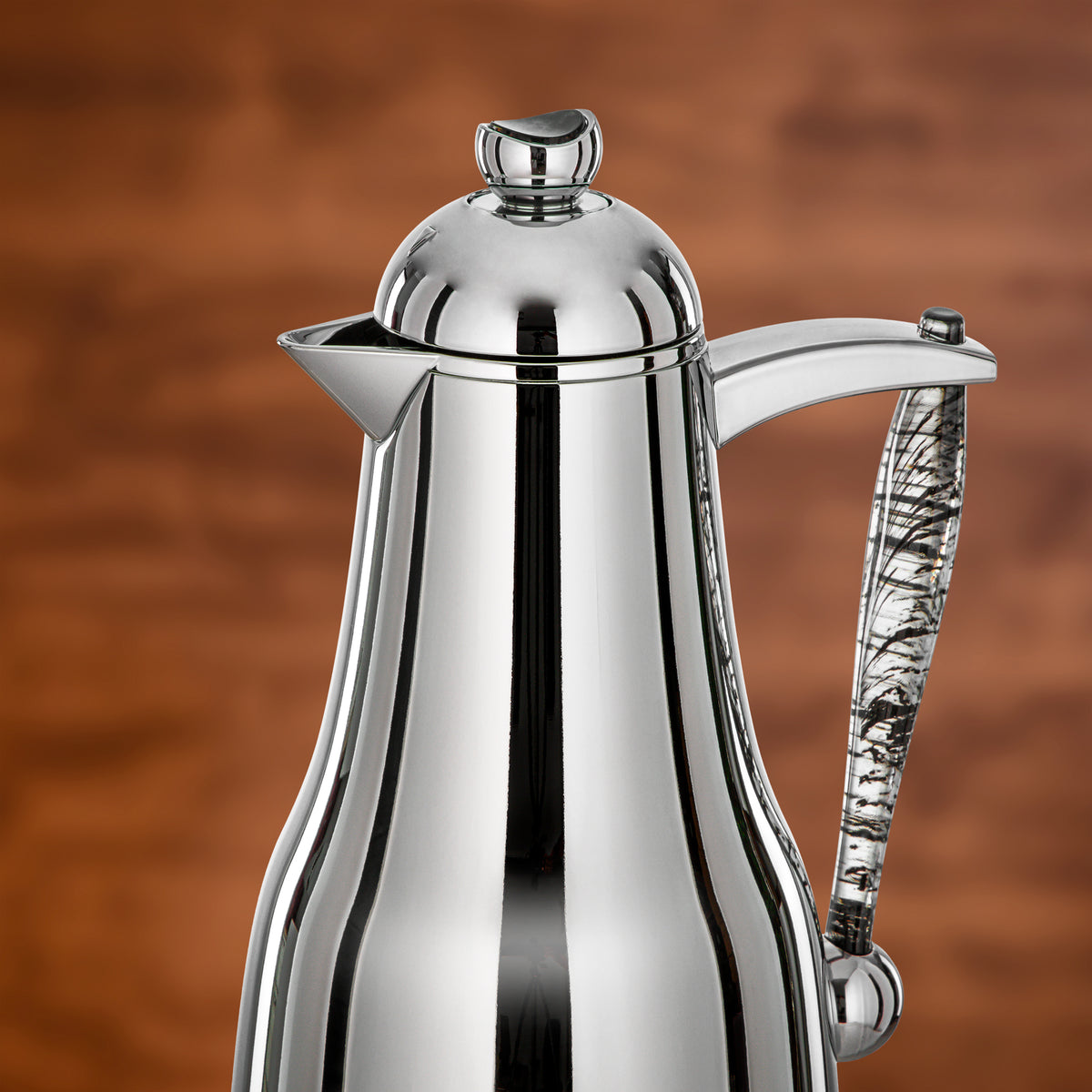 Almarjan 2 Pieces Vacuum Flask Set, Silver & Smoky Acrylic