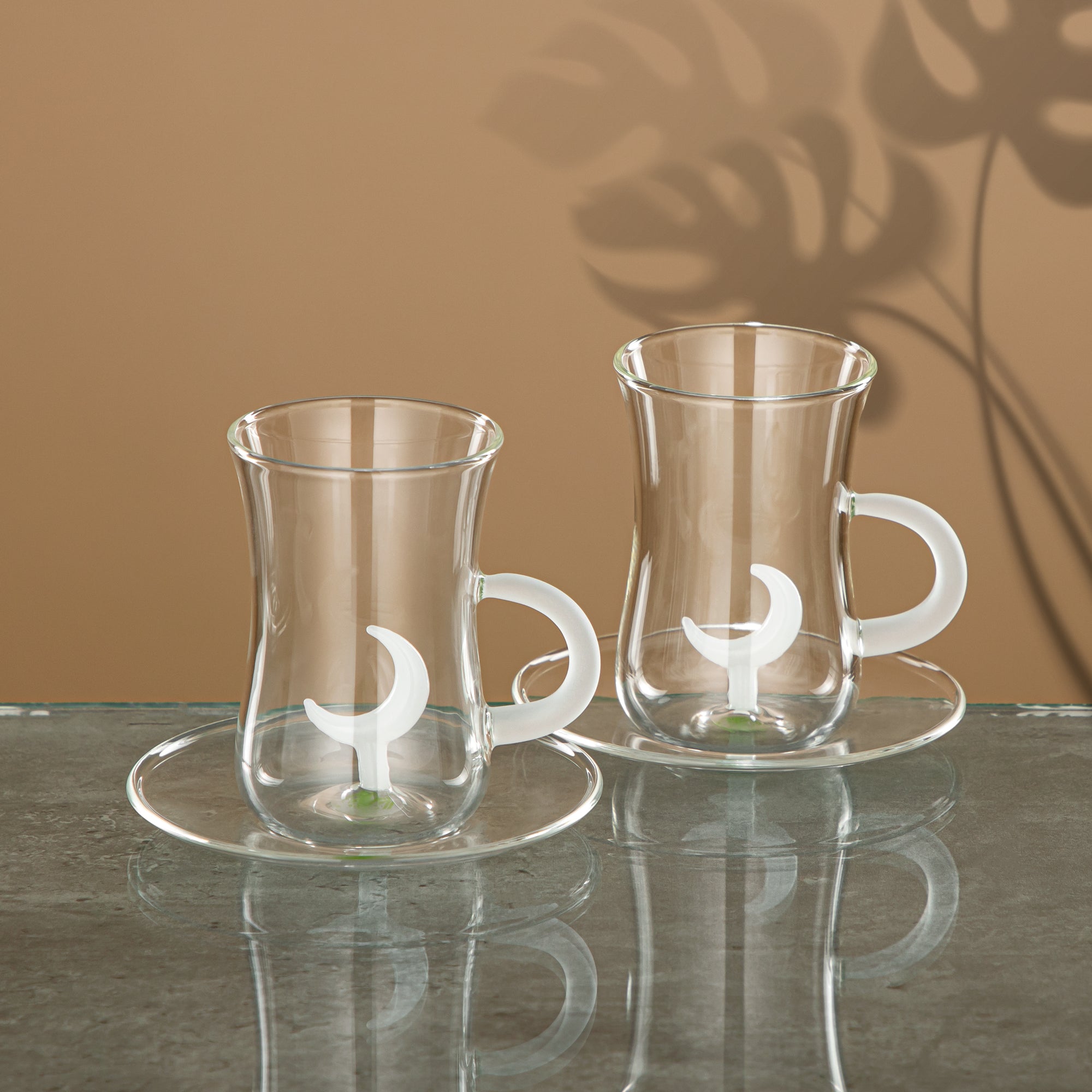 Almarjan Tea Set 6 Pieces, Borosilicate Glass, Clear & Frost (GLS0010176) - Moonrise Collection