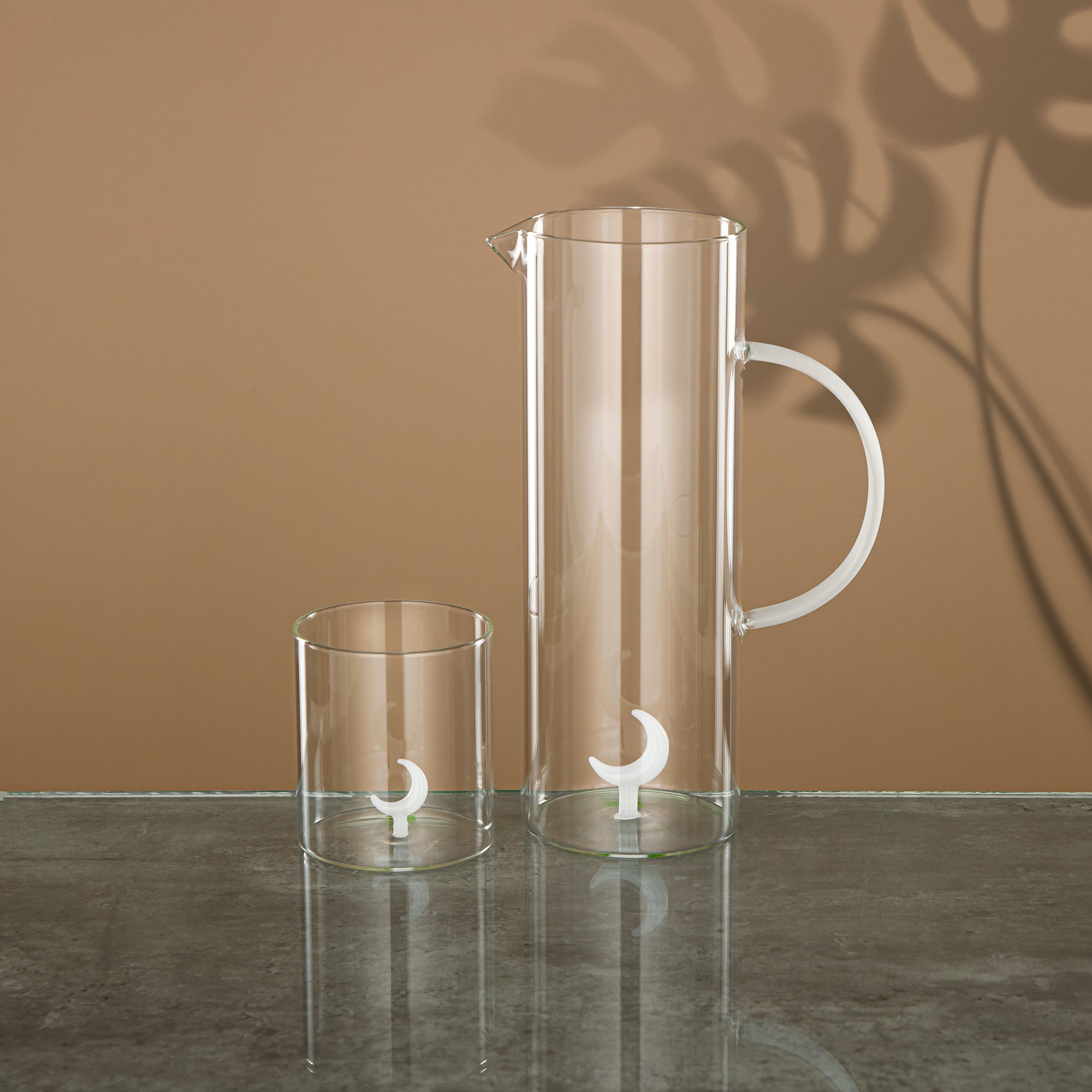 Almarjan Water Set 5 Pieces, Borosilicate Glass, Clear & Frost (GLS0010179) - Moonrise Collection