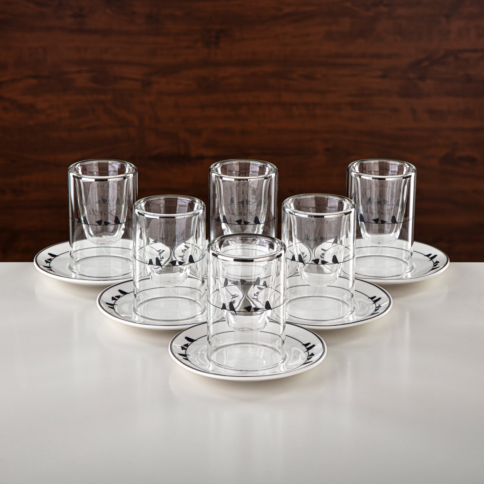 Almarjan Tea & Coffee Set 18 Pieces, Glass & Porcelain (GLS2630057) - Modern Serveware