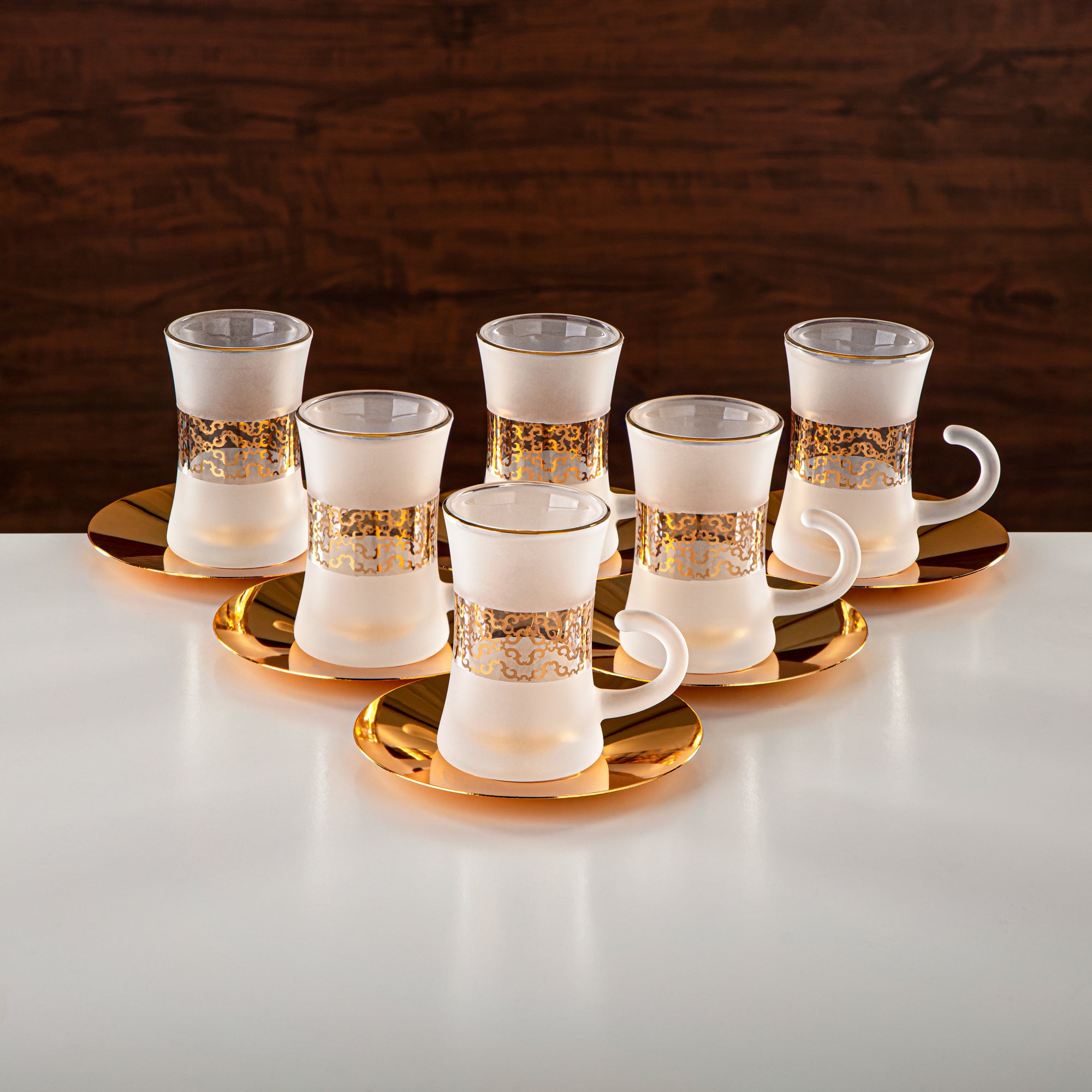 Almarjan Tea & Coffee Set 18 Pieces, Glass & Metal (GLS2630073) - Modern Serveware