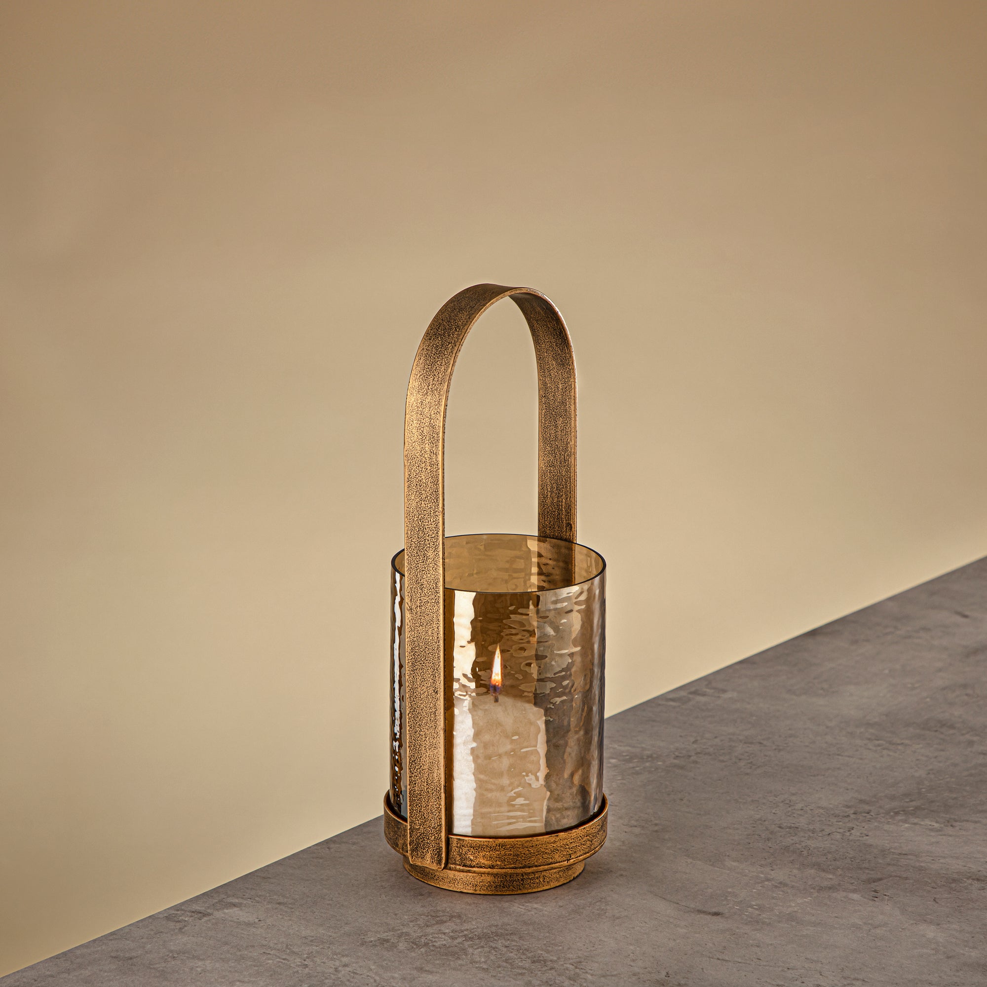 Almarjan Hurricane Lantern 32cm Antique Gold