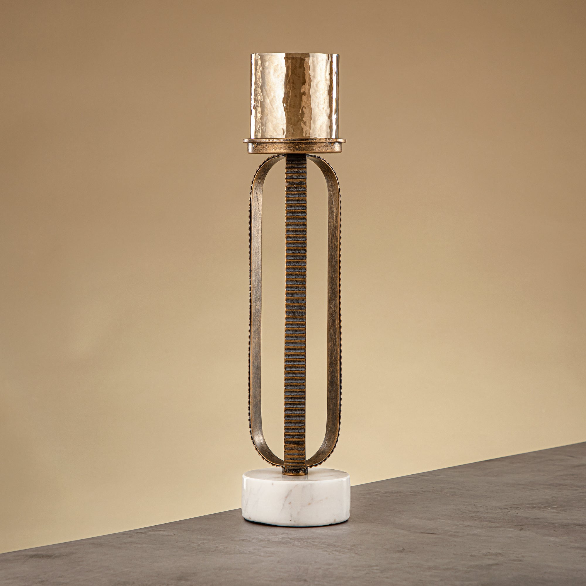 Almarjan Pillar Candle Holder 44cm Champagne Gold