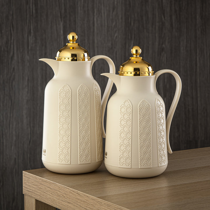 Almarjan 2 Pieces Vacuum Flask Set Ivory & Gold - GT110-070/100 IV/G