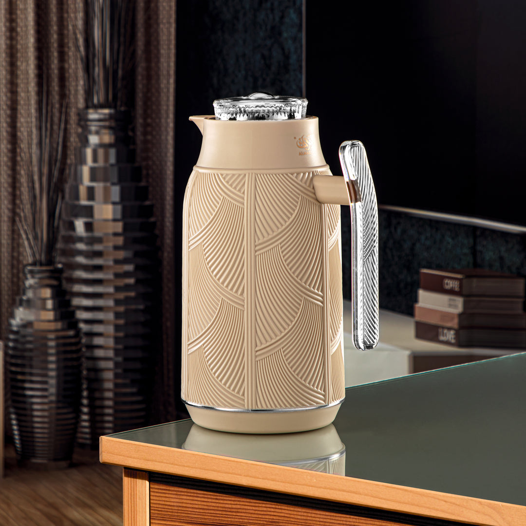 Almarjan 1 Liter Vacuum Flask Beige & Silver - GT113-100 BG/C