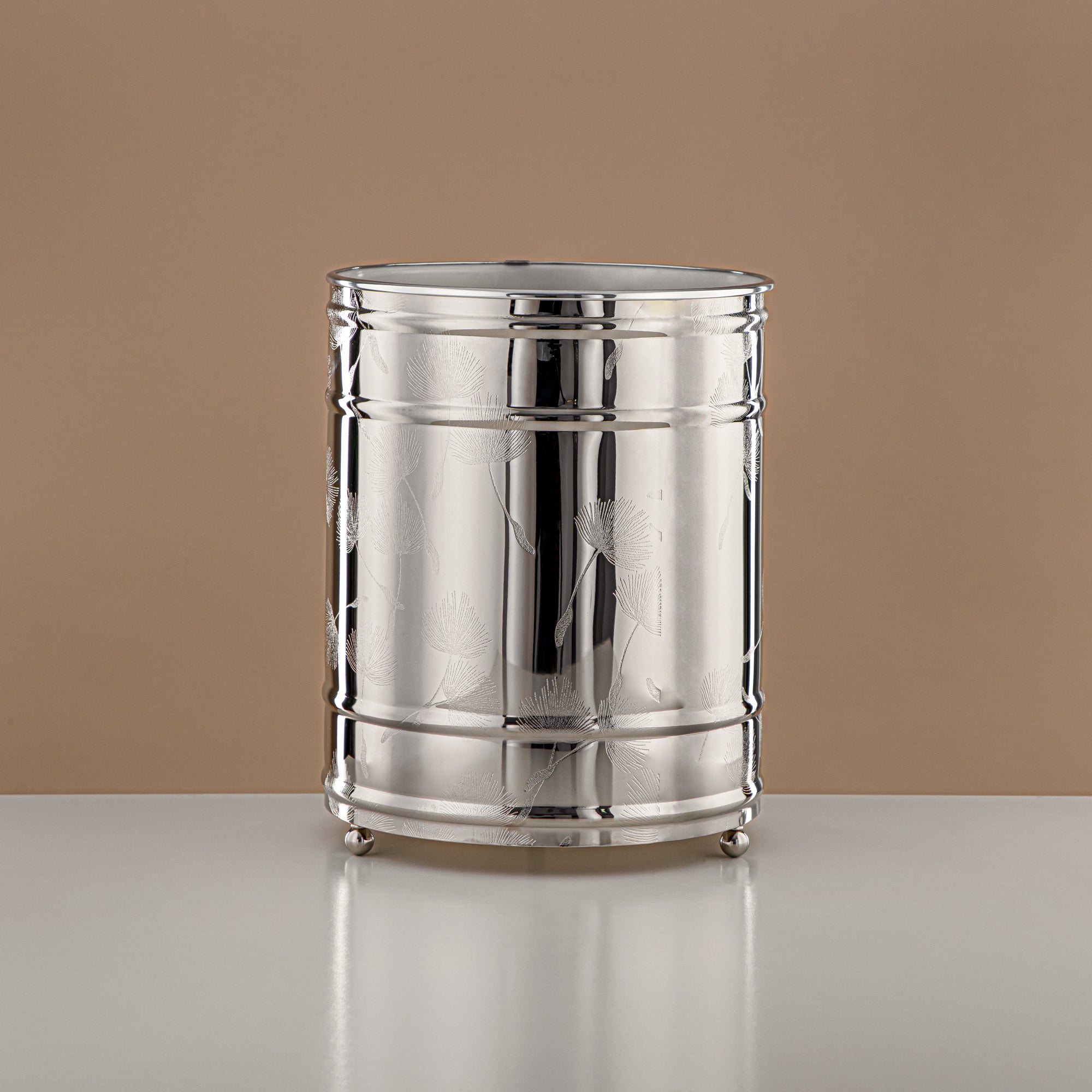 Almarjan Dustbin & Tissue Set 2 Pieces Silver (HT2408028)