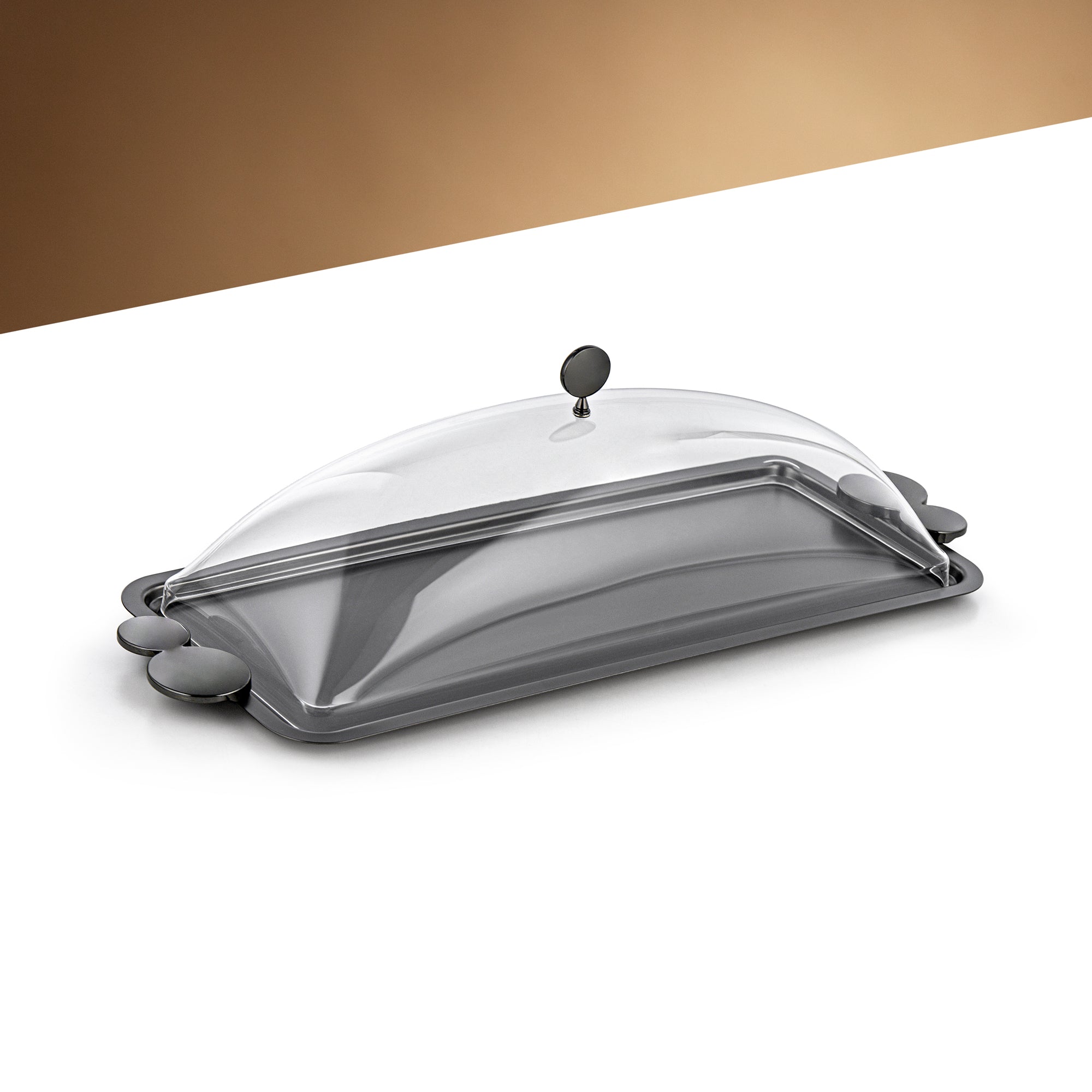 Almarjan 45 CM Serving Tray With Acrylic Cover Matte Black - HT2506039