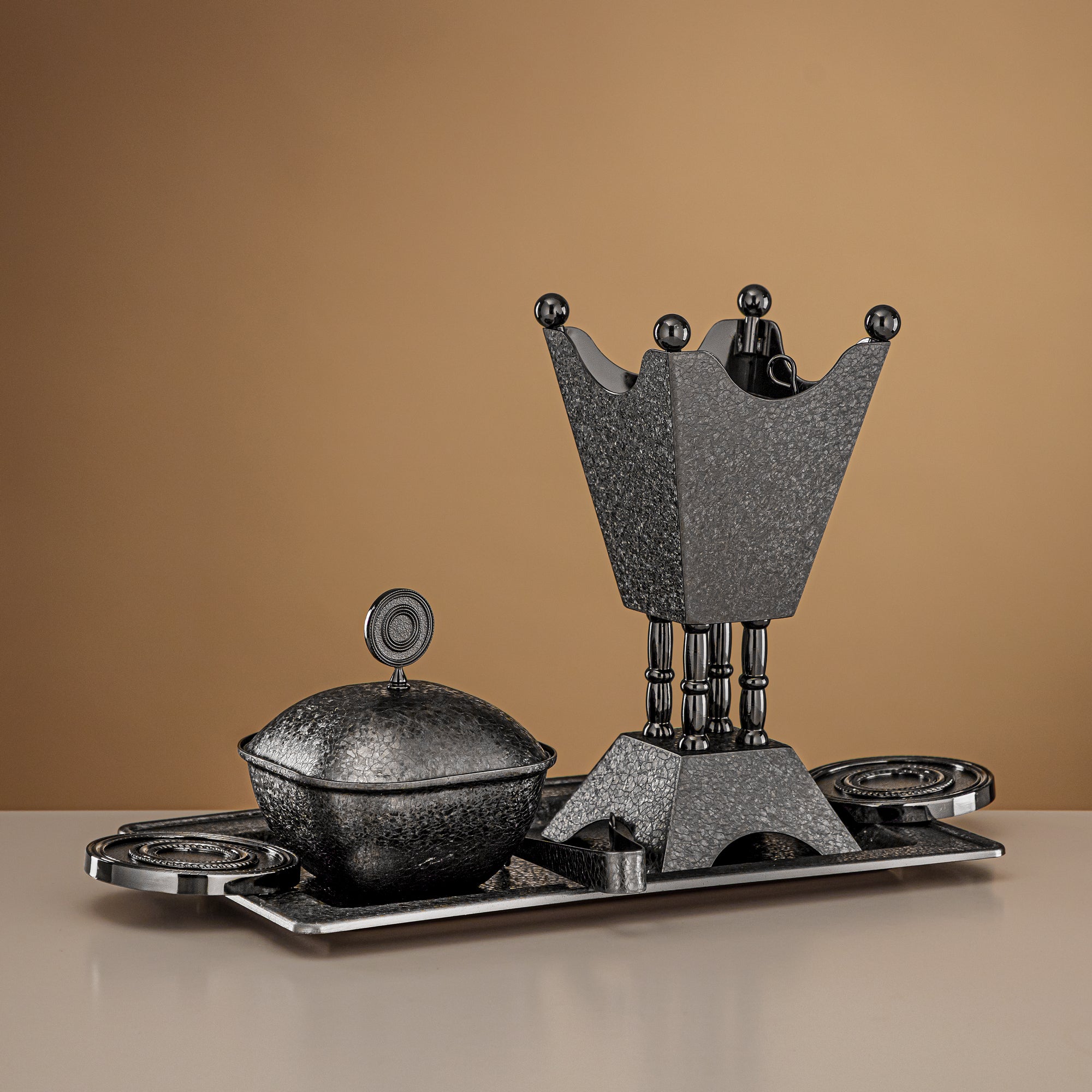 Almarjan Incense Burner Set 4-Piece Black