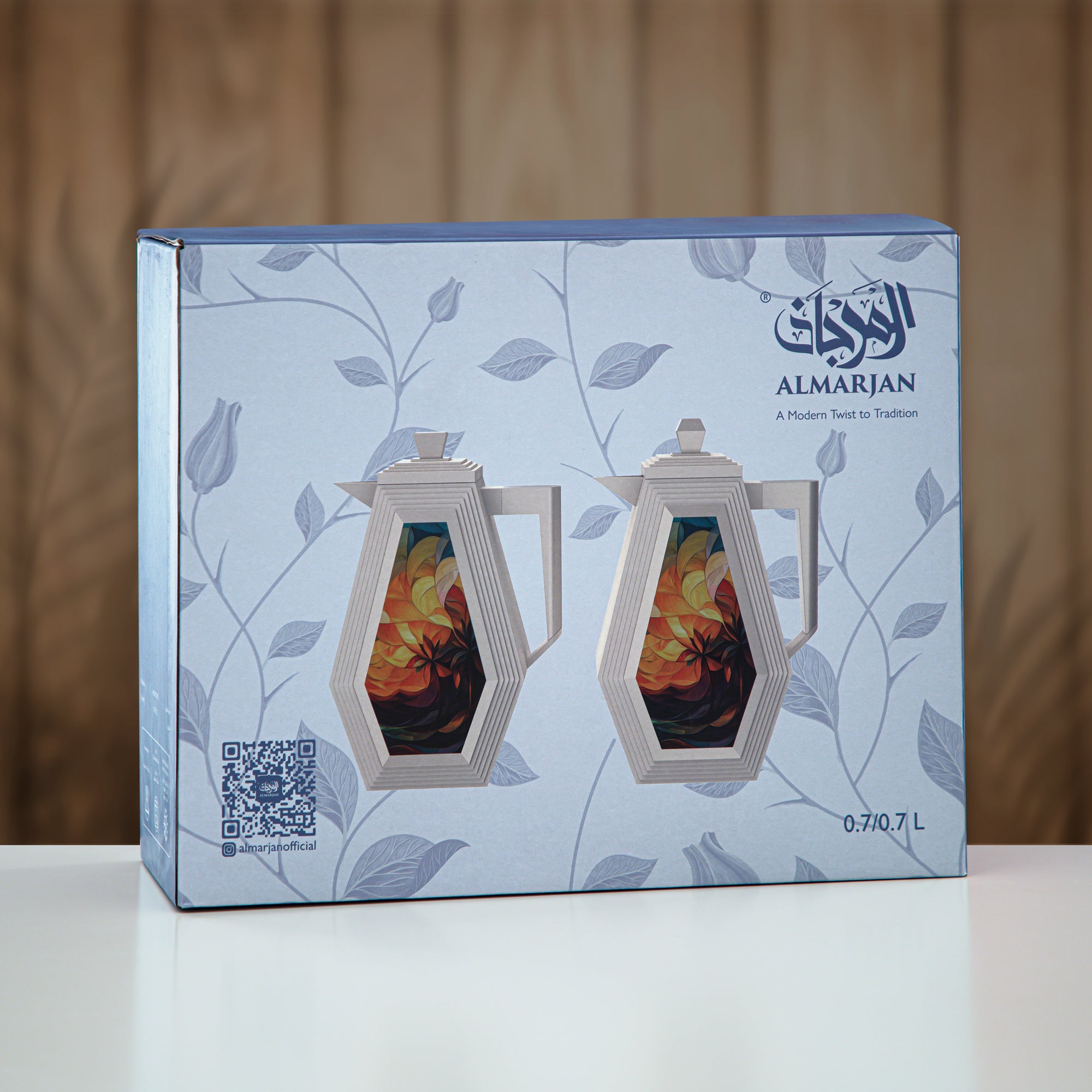 Almarjan Vacuum Flask Set 0.7L + 0.7L Matt Black & Transparent