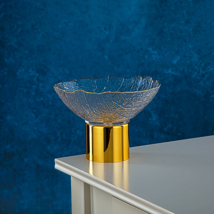 Almarjan 20 CM Serving Bowl With Stand Gold - KMT0407-G