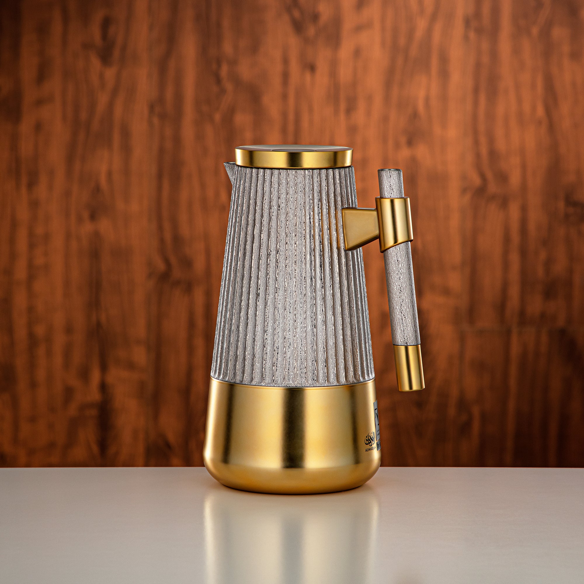 Almarjan Vacuum Flask Set 1L + 1L Matt Nickel & Matt Gold