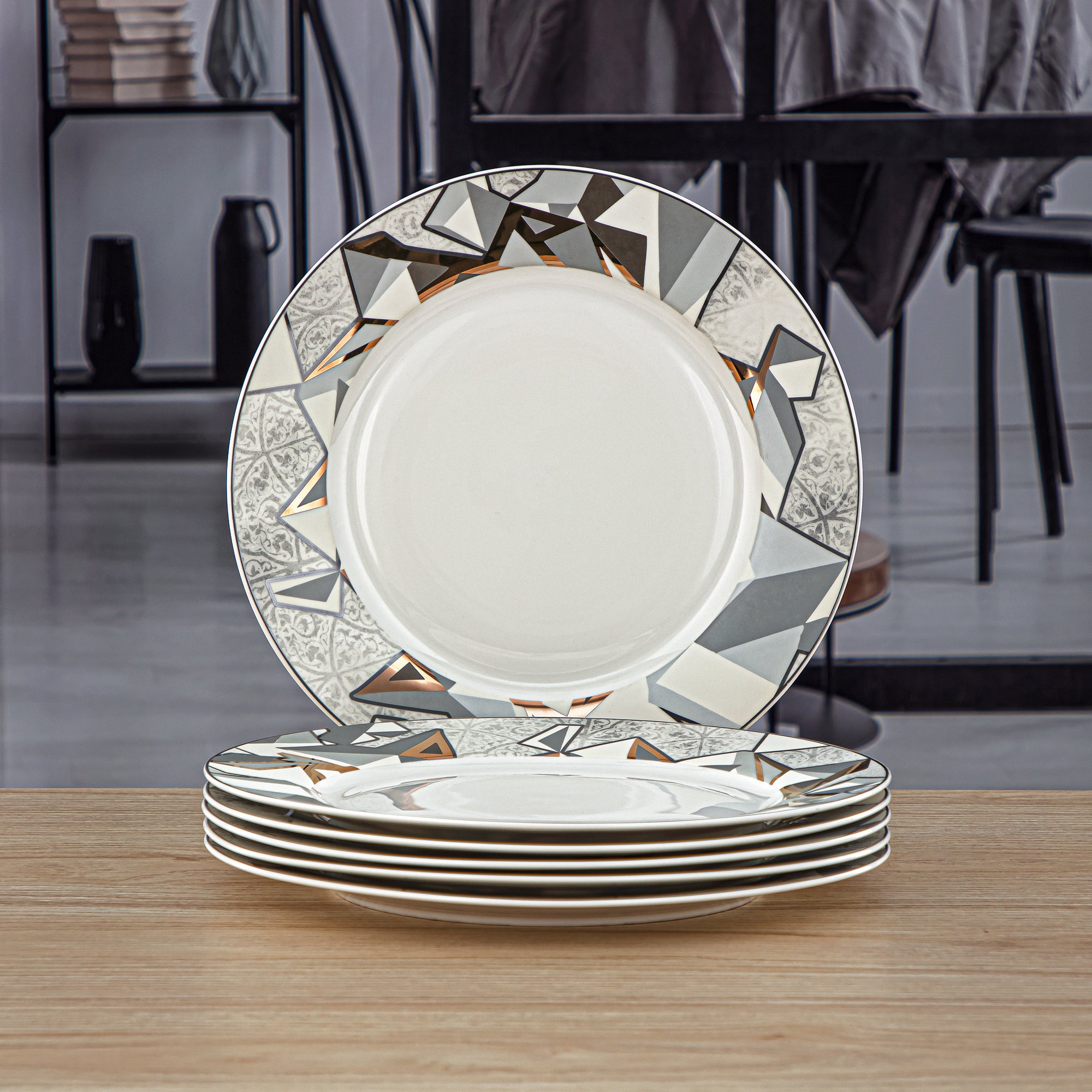 Almarjan 6 Pieces Fonon Collection 10.5 Inches Porcelain Dinner Plate Set - 1235