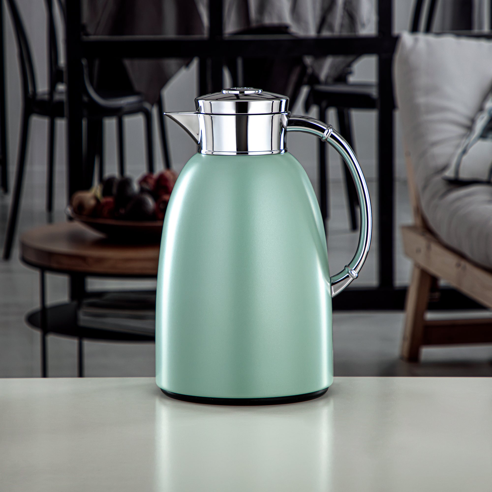 Almarjan Vacuum Flask 1.6L (QVC-1600Q405YZC) - Push Button, Light Green | Modern Serveware