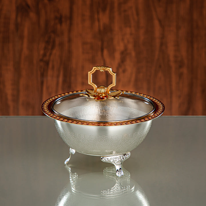 Almarjan Date Bowl 18CM (RBG4432S-SG) - Silver & Golden Glass Cover | Ramadan & Eid