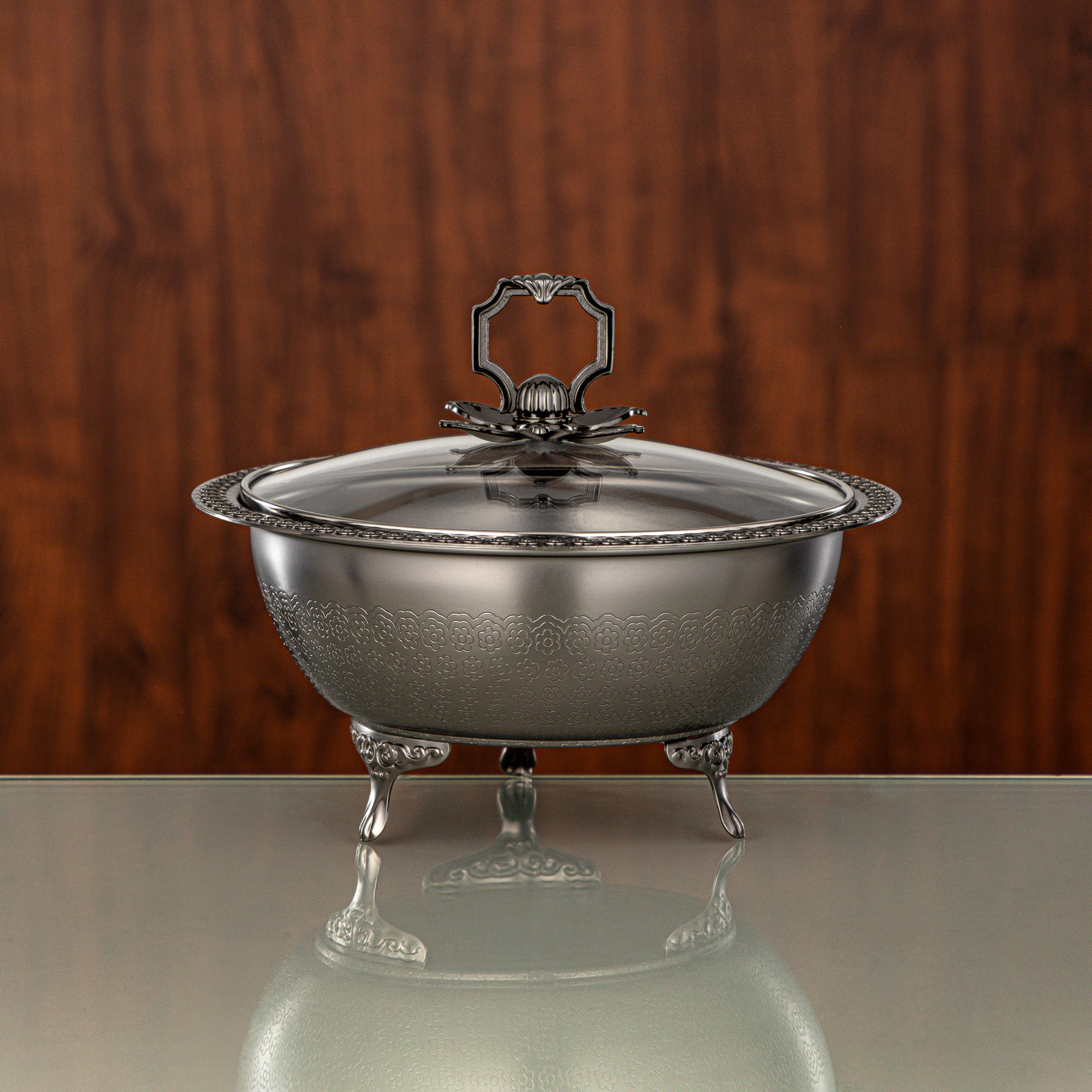 Almarjan Matt Black Date Bowl with Glass Cover – 21 CM