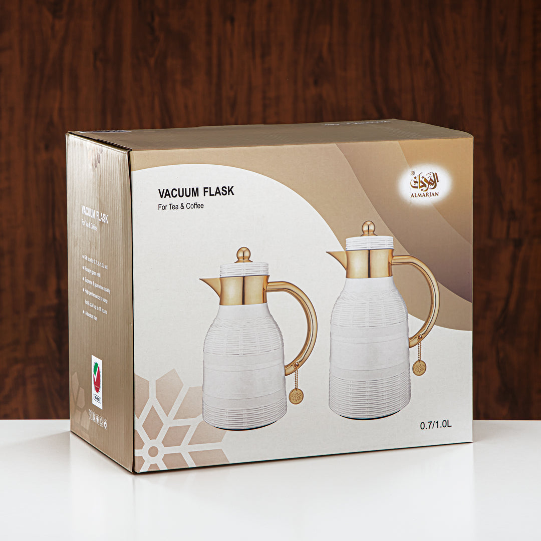 Almarjan 2 Pieces Vacuum Flask Set Ivory & Gold - RYP-0700/1000 Q330YZC95