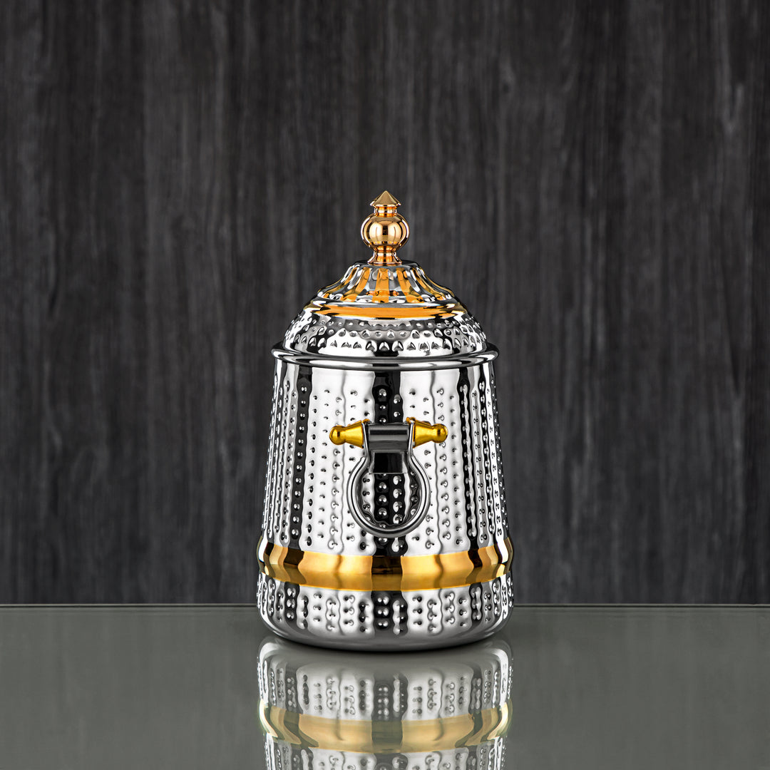 Almarjan 35 Ounce Barari Collection Stainless Steel Canister Silver & Gold - STS0013066