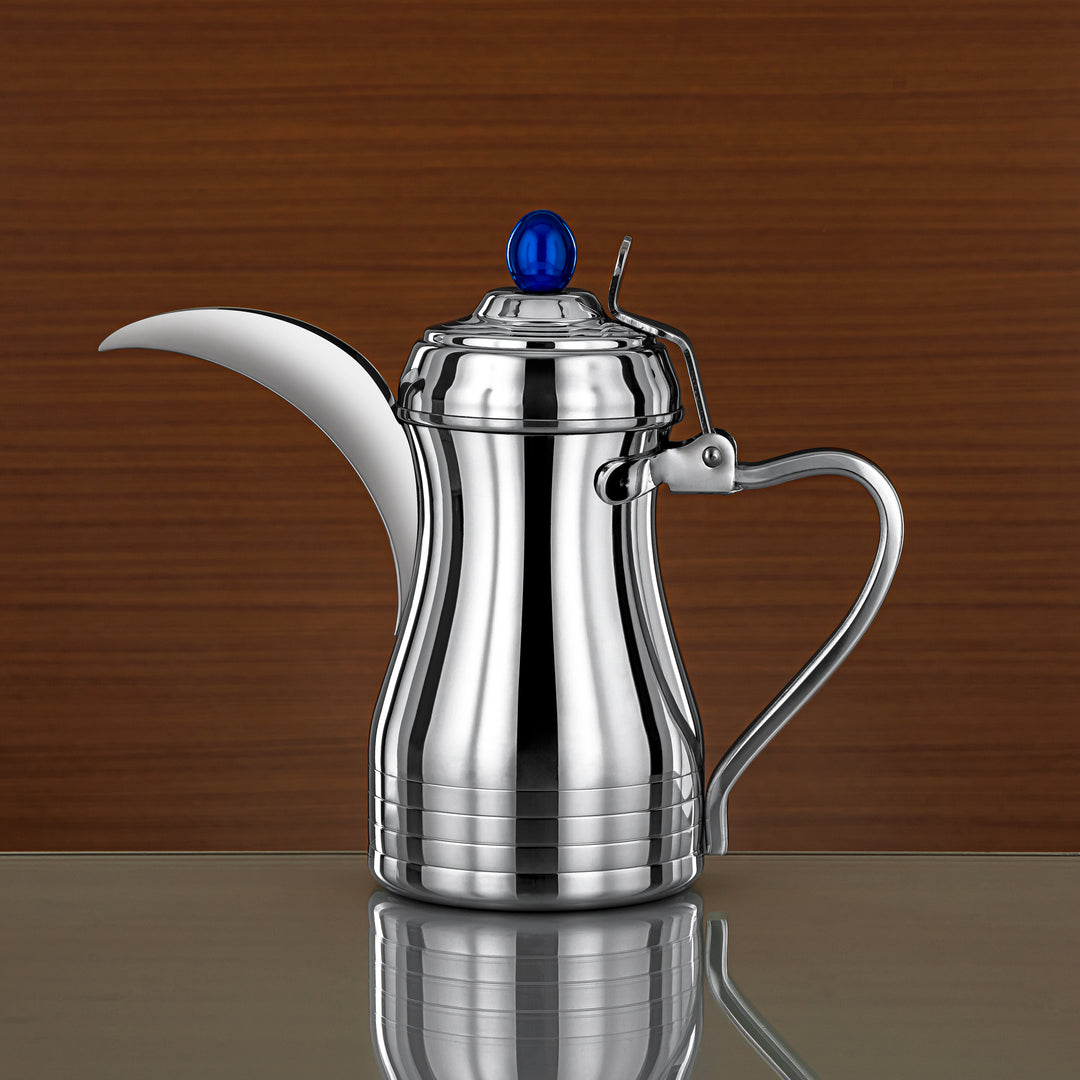 Almarjan 36 Ounce Elegance Collection Stainless Steel Coffee Pot Silver & Blue - STS0013145
