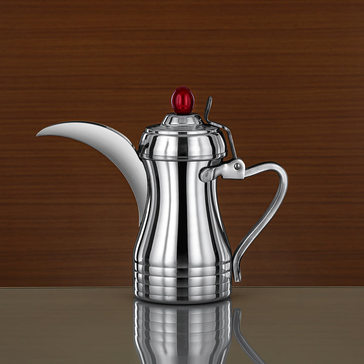 Almarjan 26 Ounce Elegance Collection Stainless Steel Coffee Pot Silver & Maroon - STS0013147