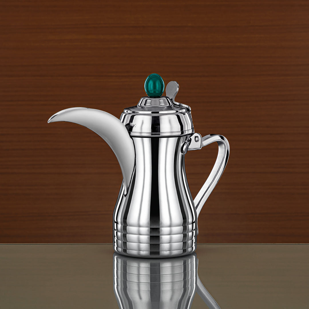 Almarjan 26 Ounce Elegance Collection Stainless Steel Coffee Pot Silver & Green - STS0013150