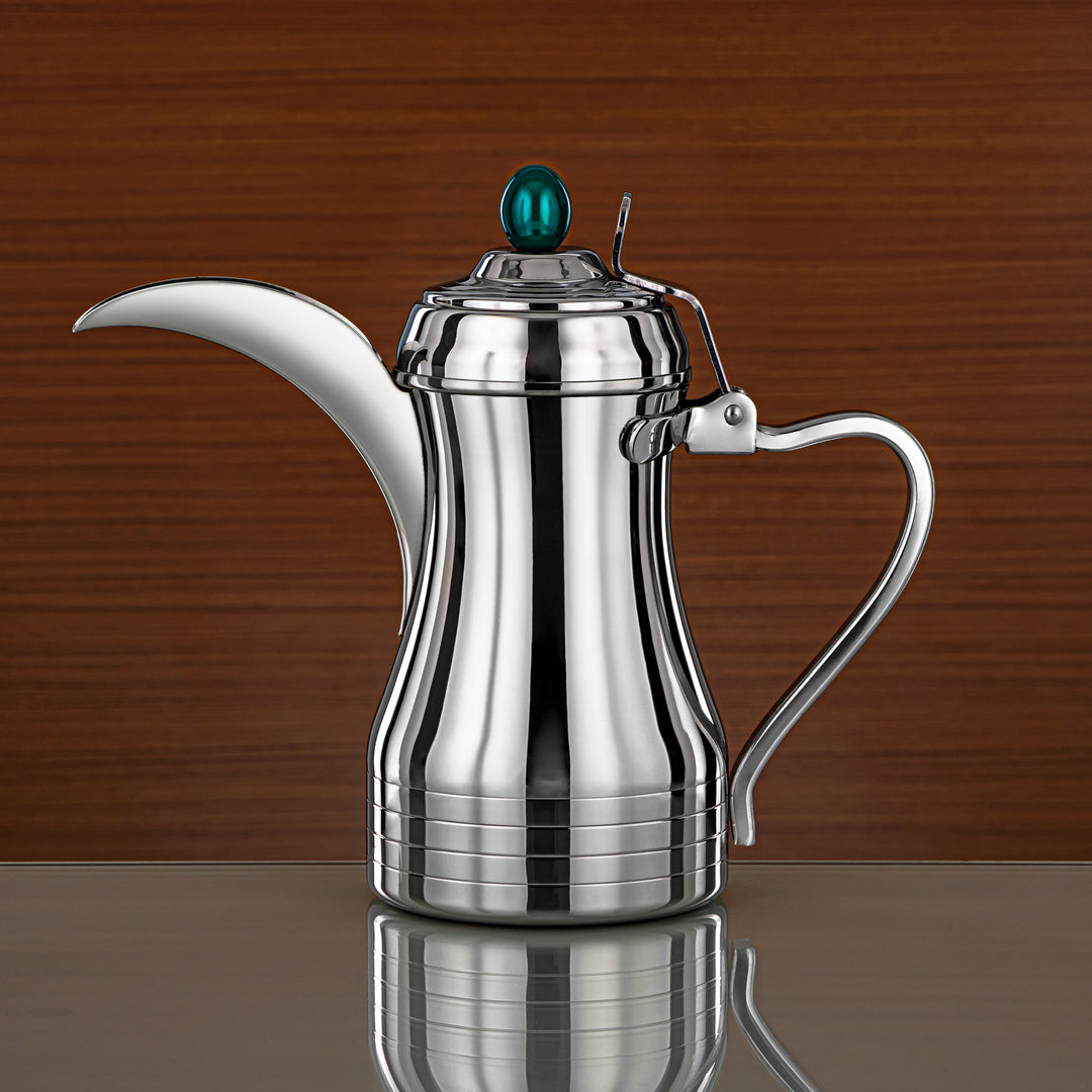 Almarjan 48 Ounce Elegance Collection Stainless Steel Coffee Pot Silver & Green - STS0013152