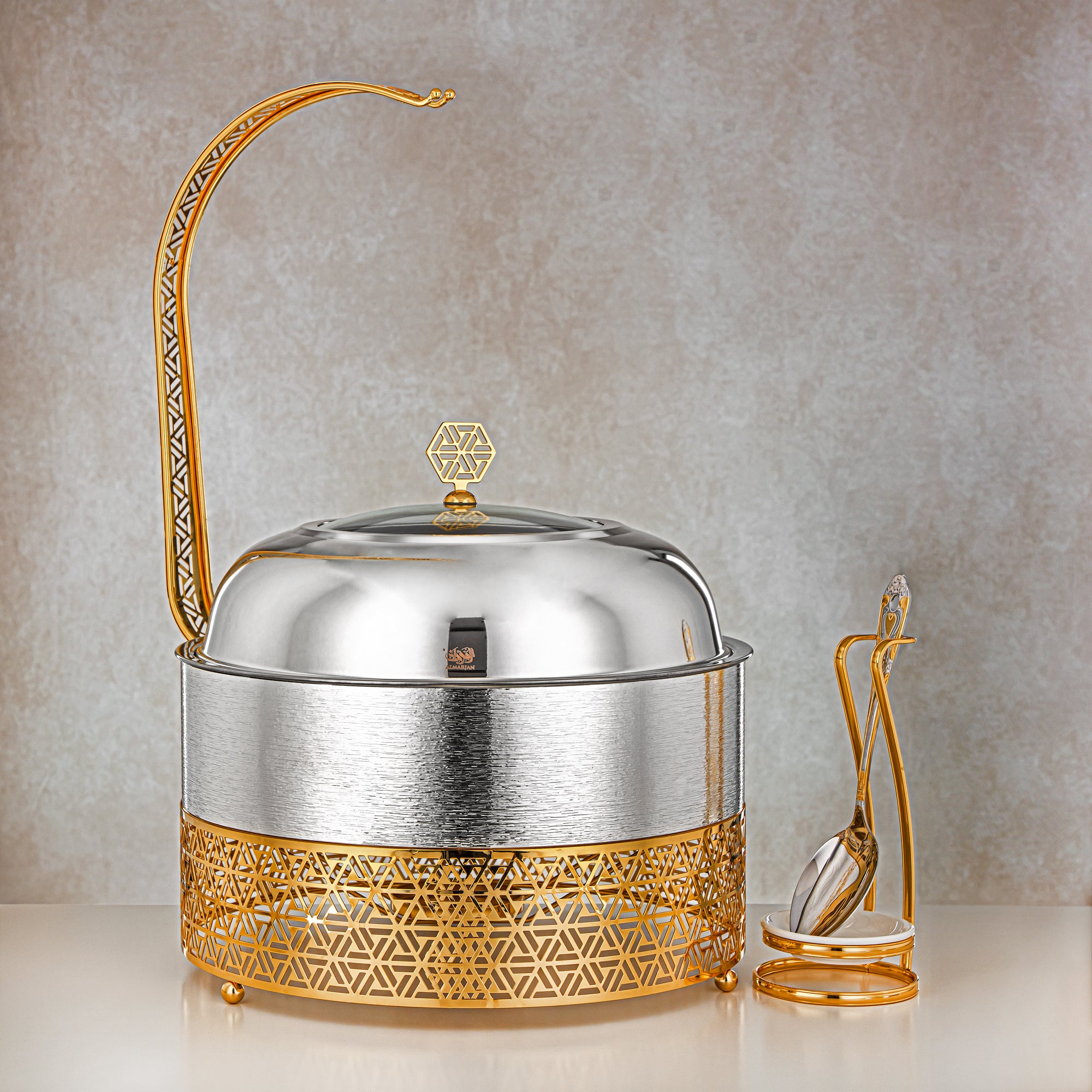 Almarjan 6500 ML Chafing Dish Silver & Gold - STS0013213