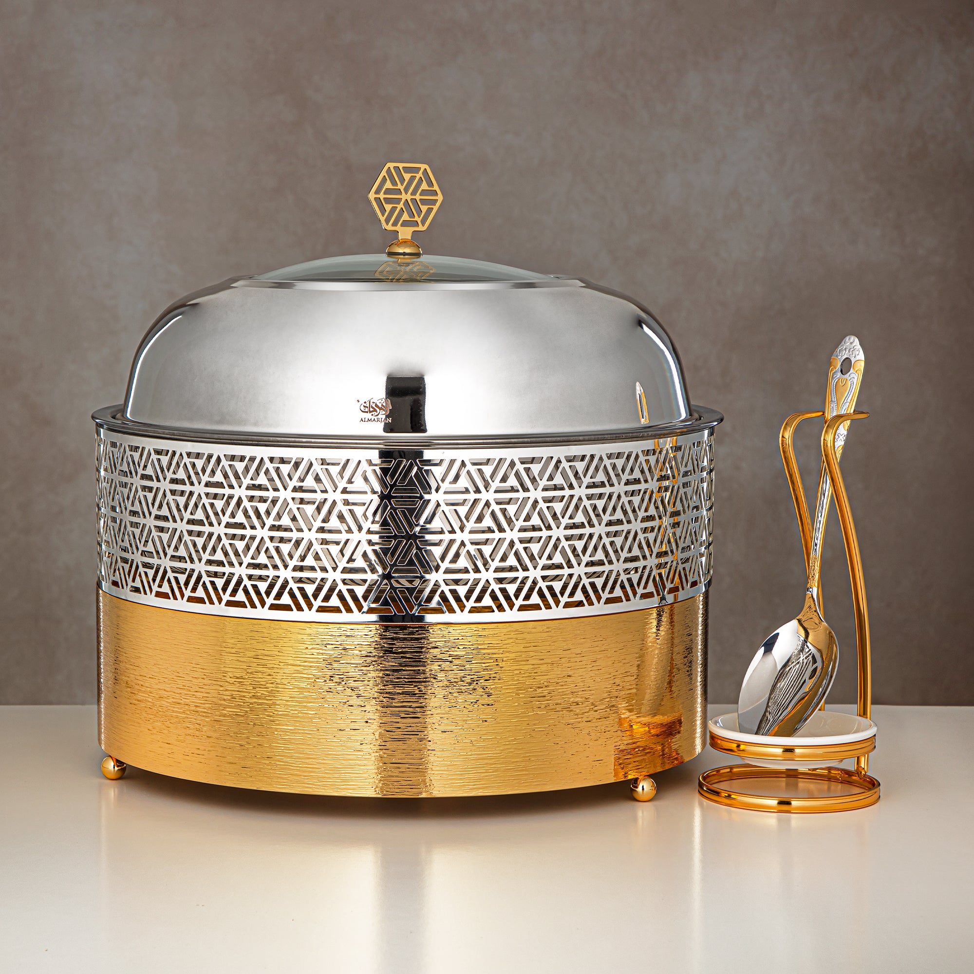 Almarjan 6500 ML Chafing Dish Silver & Gold - STS0013225