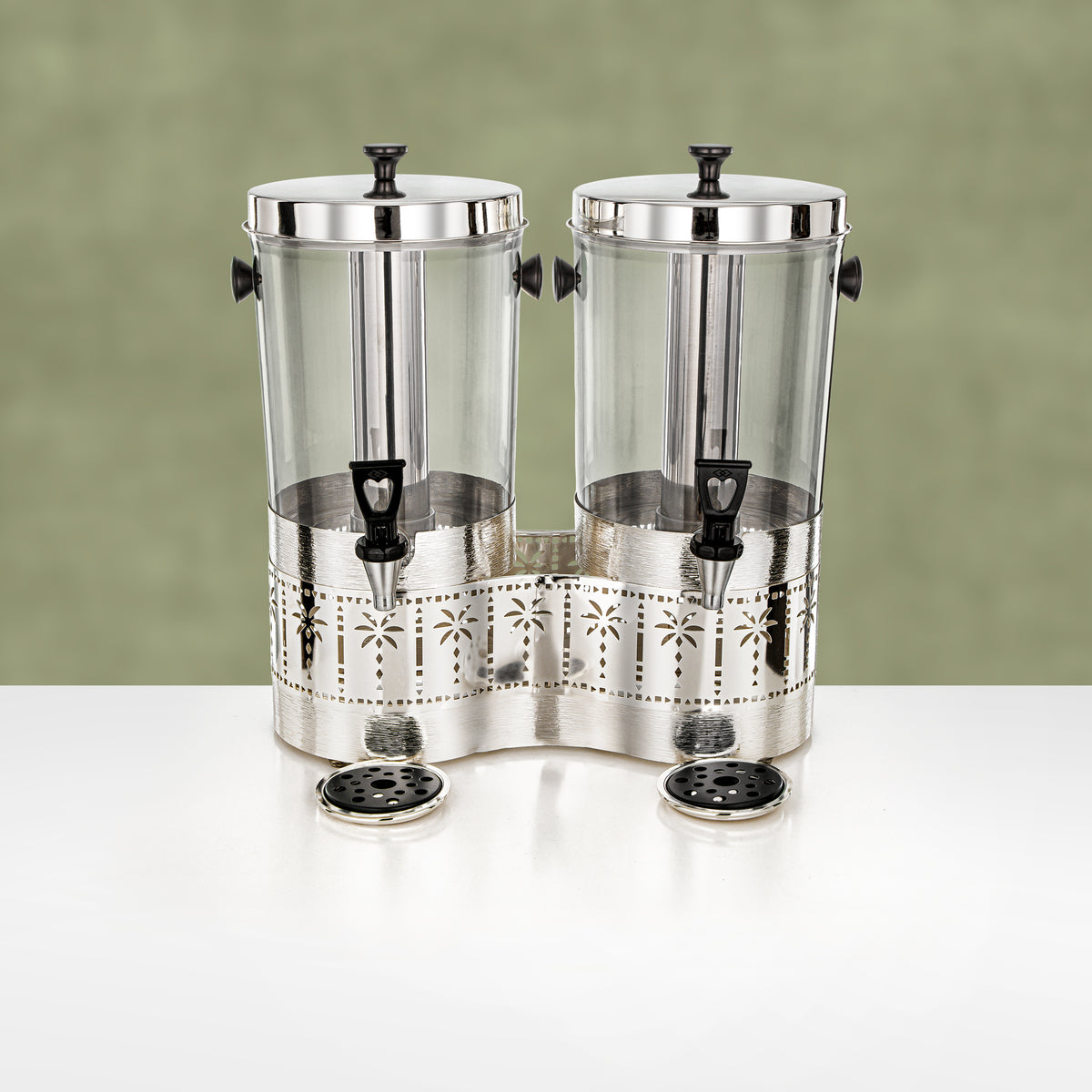 Almarjan Double Juice Dispenser 8 L & 8 L, Brushed Silver & Black