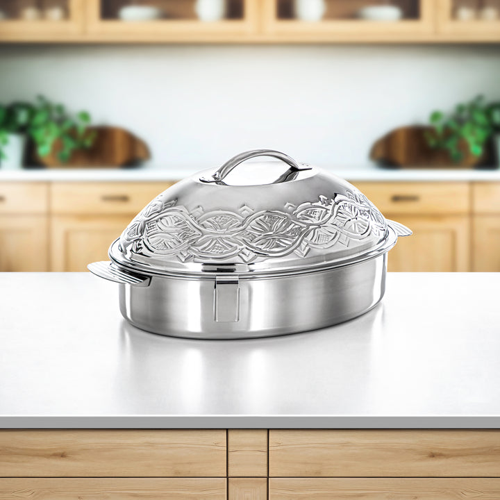 Almarjan 40 CM Marmar Stainless Steel Oval Hot Pot Silver - H24M3