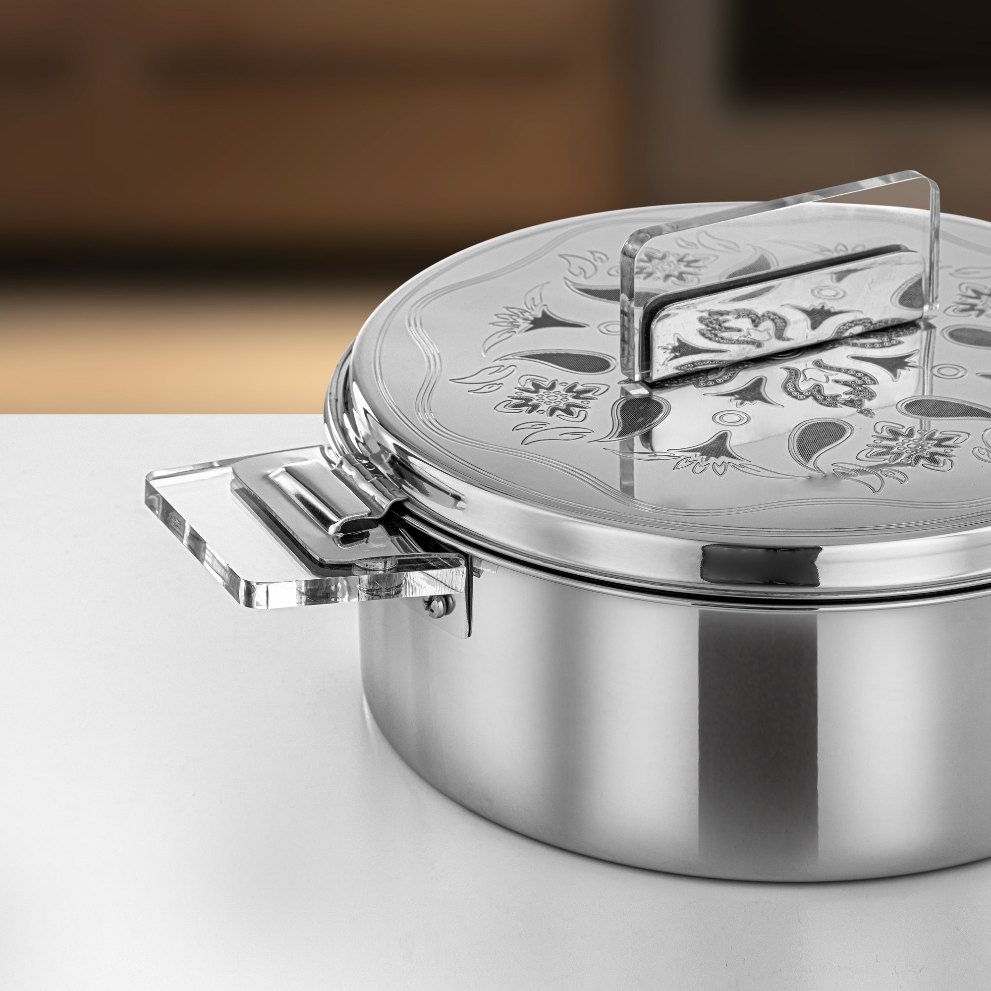 Almarjan Hot Pot Stainless Steel, 30CM (4800ML), Silver (H25E20) - Diana Collection