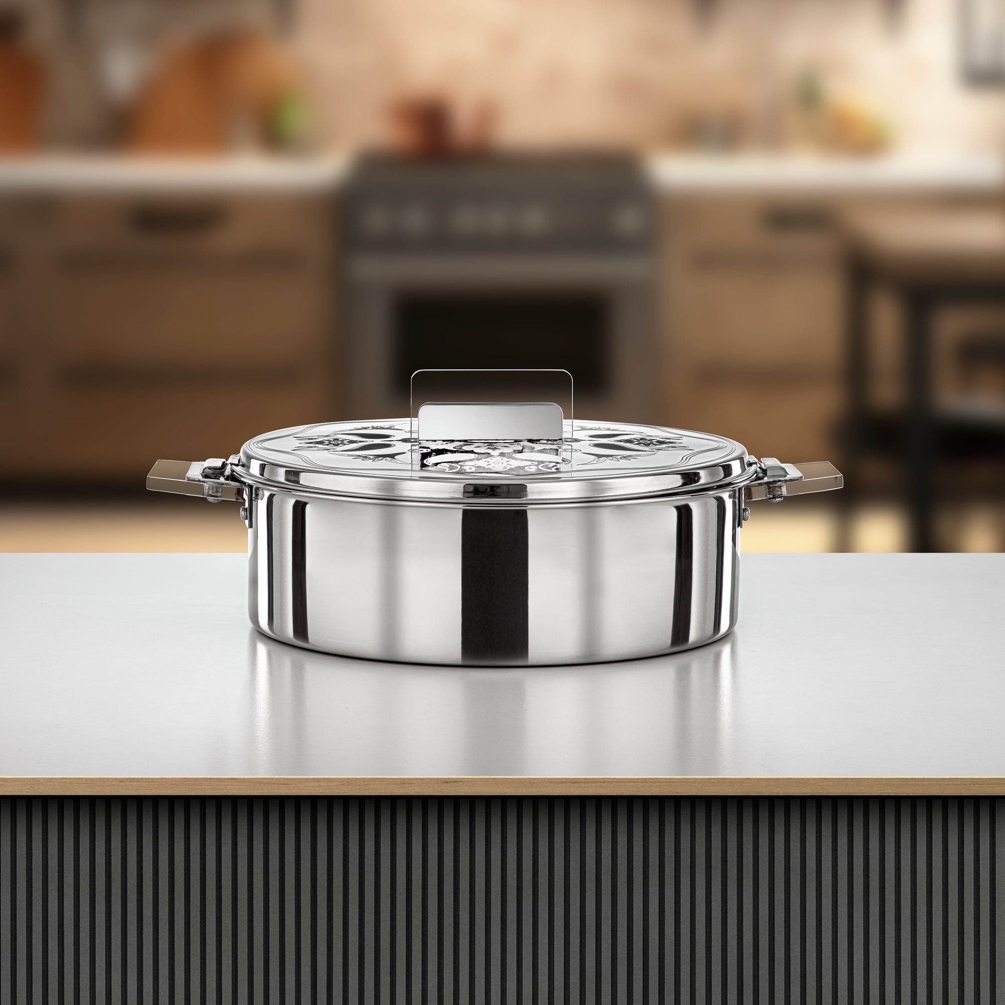 Almarjan Hot Pot Stainless Steel, 30CM (4800ML), Silver (H25E20) - Diana Collection