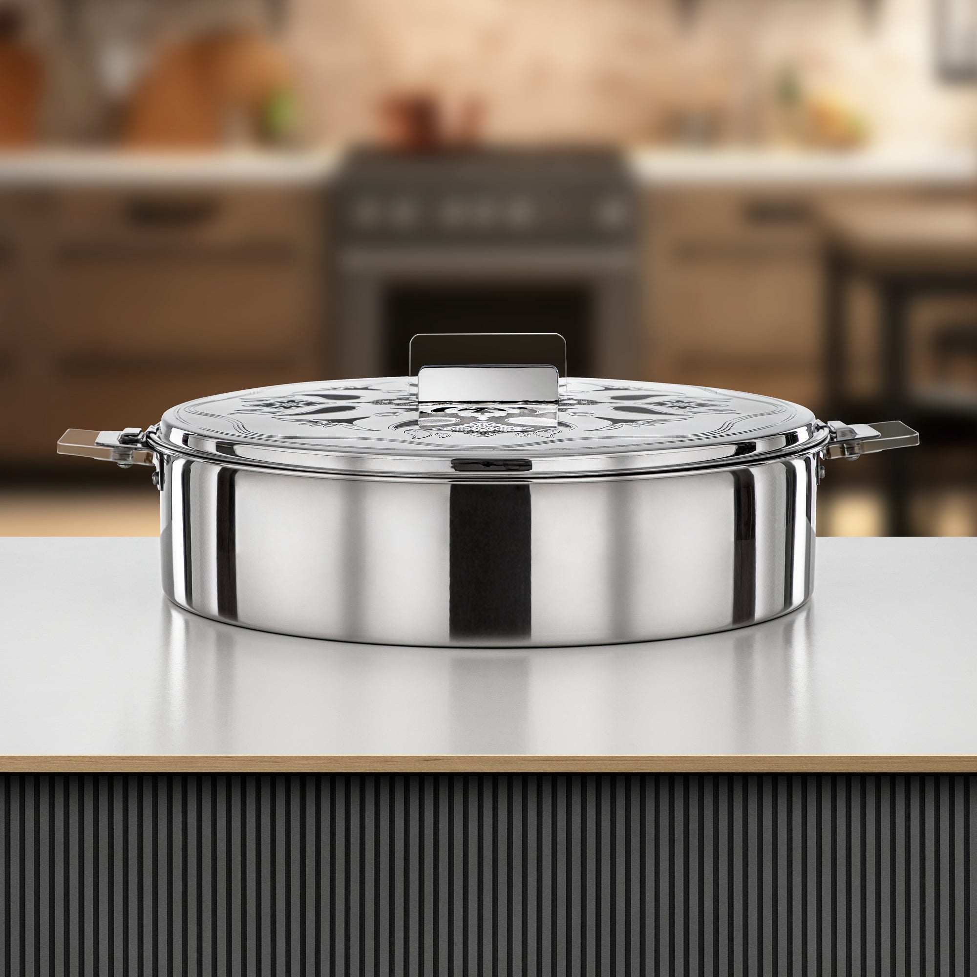 Almarjan Hot Pot Stainless Steel, 40CM (8500ML), Silver (H25E20) - Diana Collection