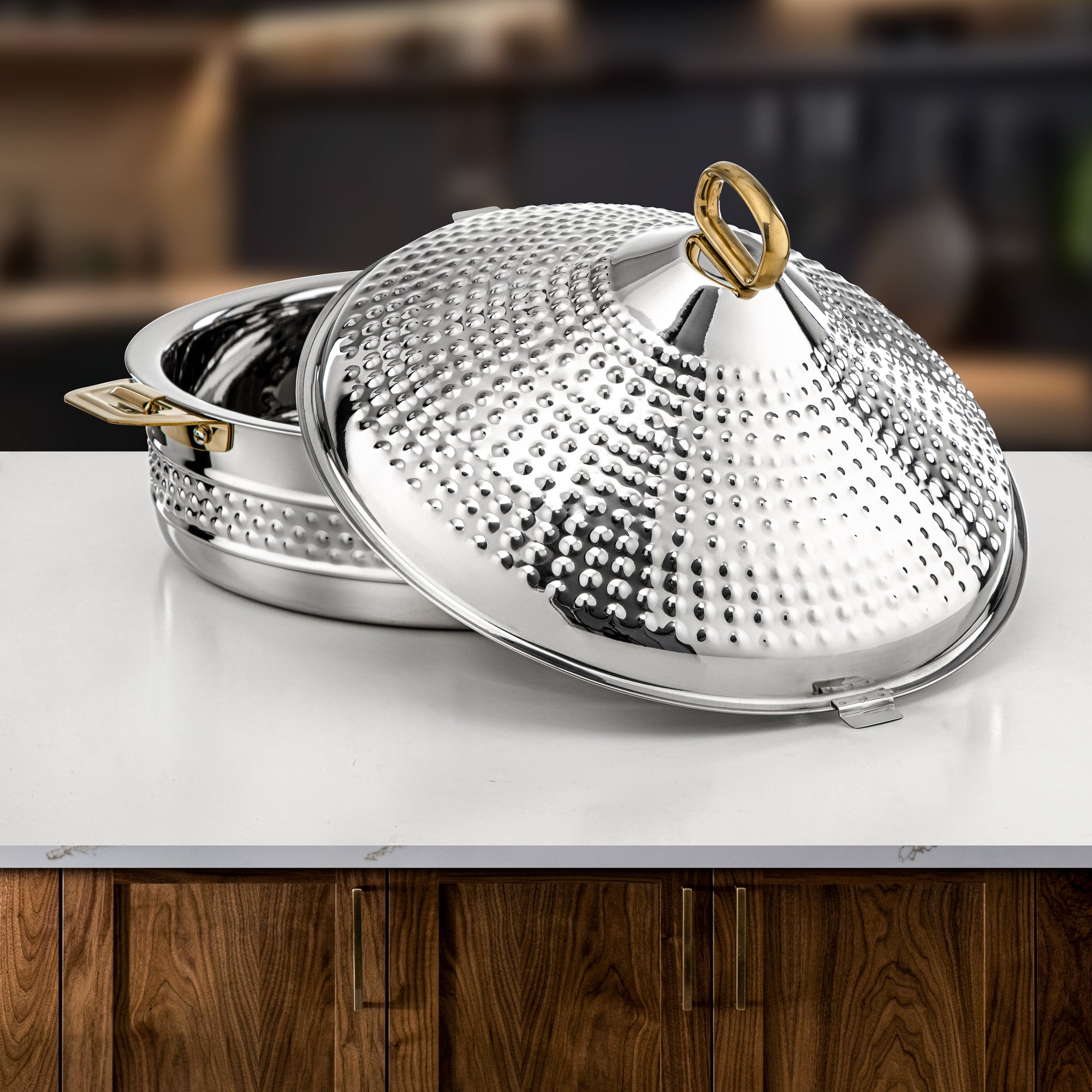 Almarjan Hot Pot Stainless Steel 35cm Silver Gold – Abeer