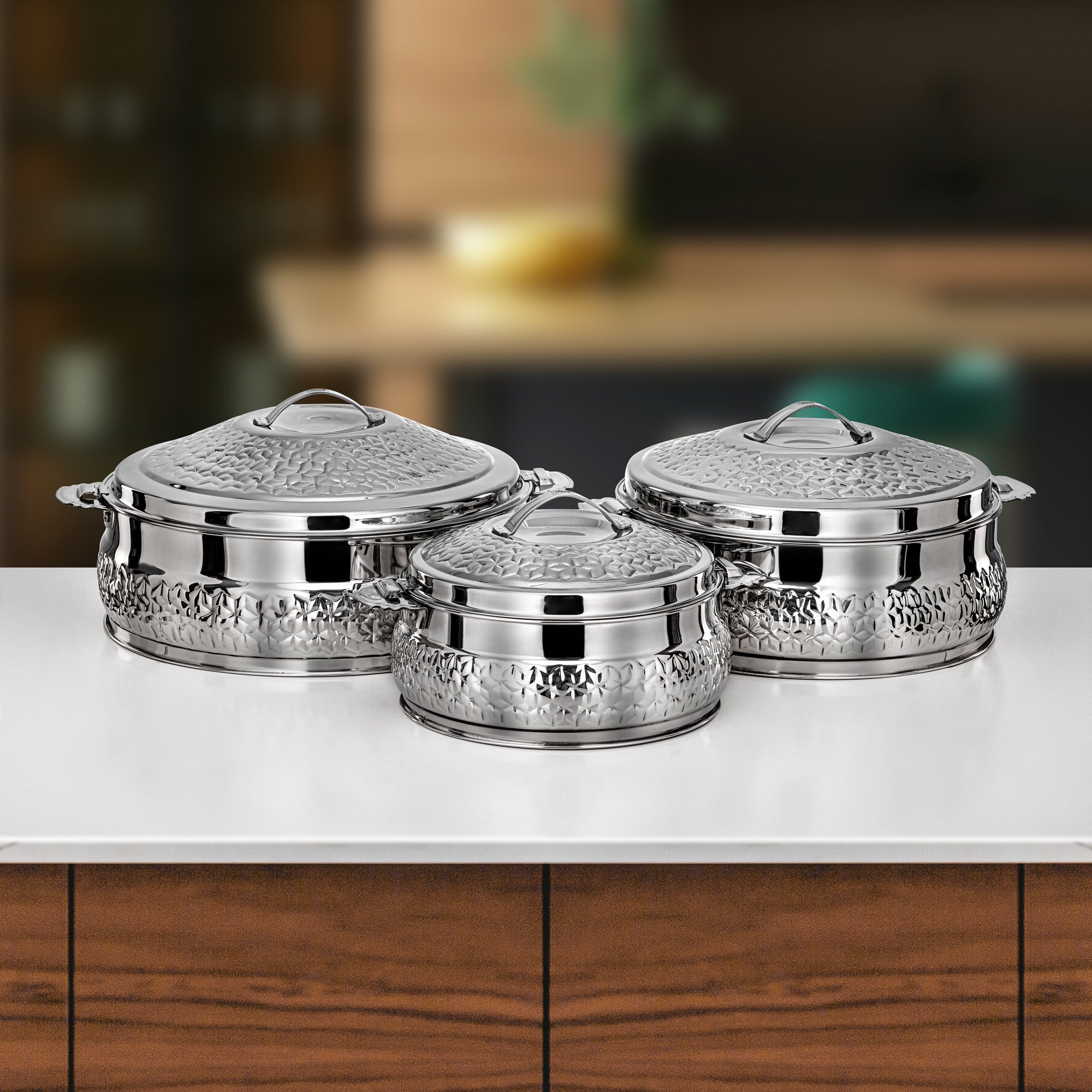 Almarjan Maha Hot Pot Set 3 Pieces Silver