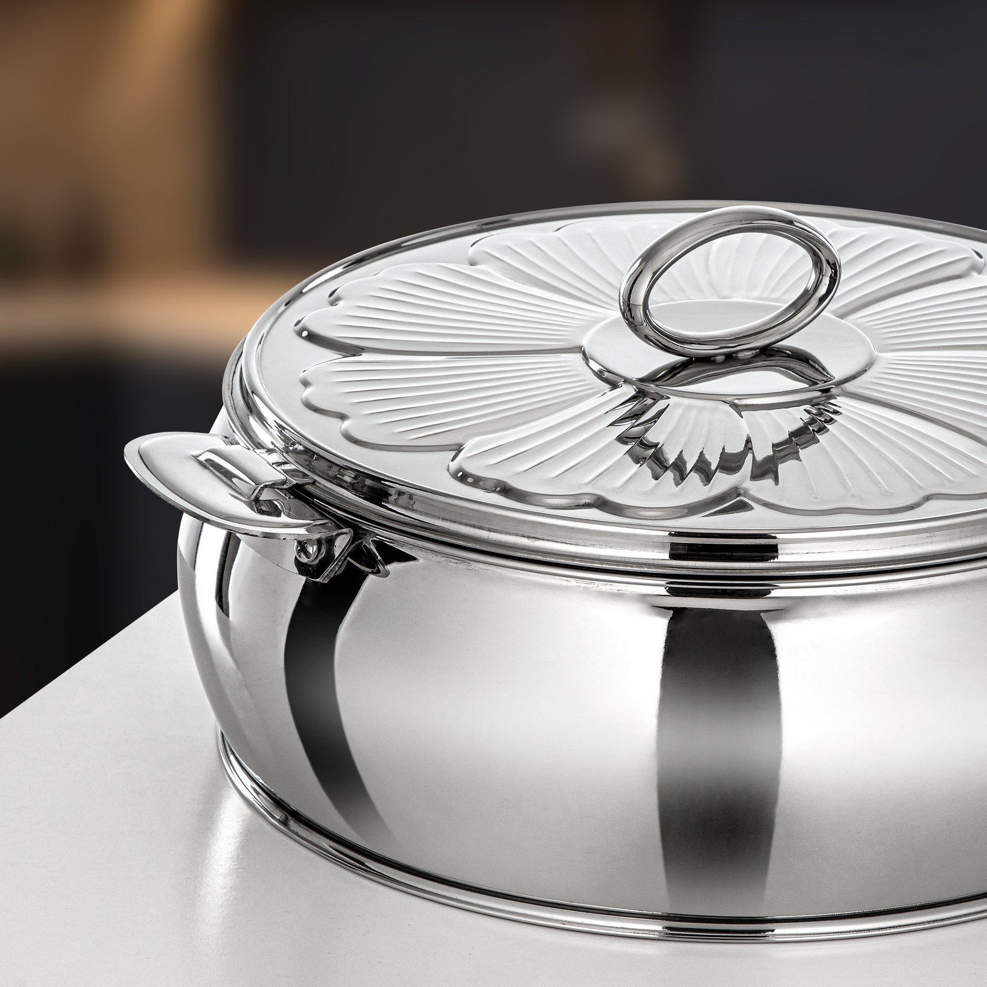 Almarjan Salma Hot Pot Set 3 Pieces Silver Mirror Finish