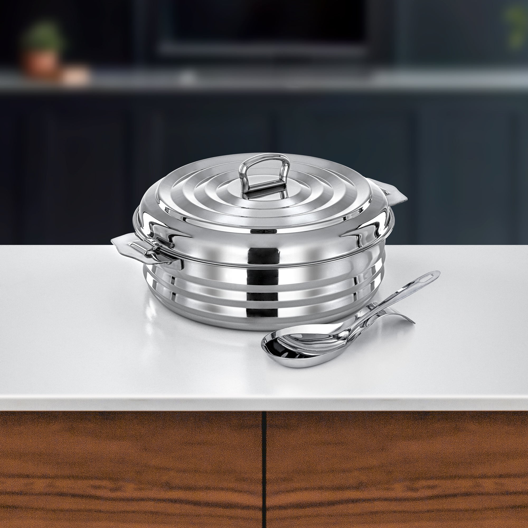 Almarjan Hanan Hot Pot 30 cm Silver With Spoon