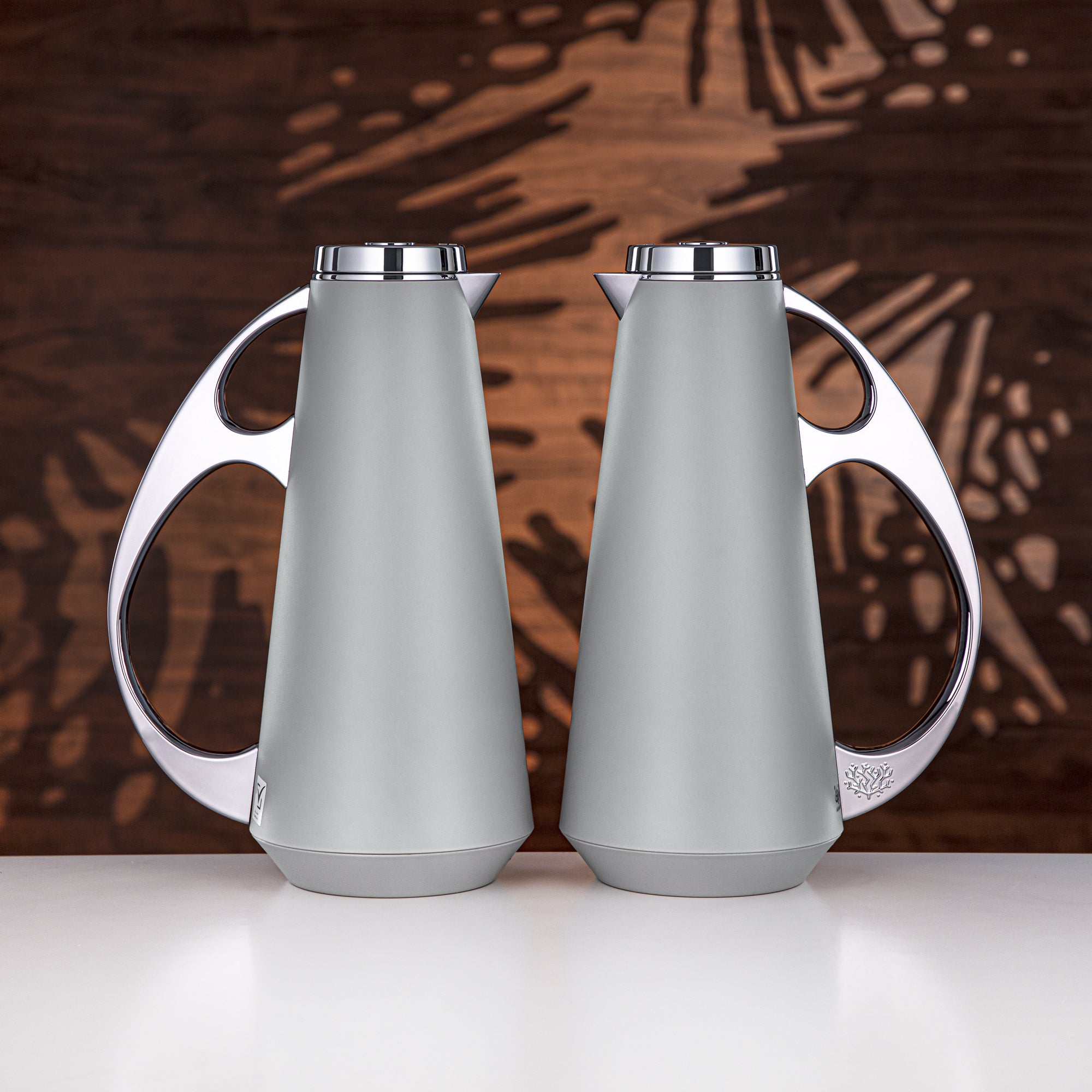 Almarjan Vacuum Flask Set, ABS, 1L + 1L, Light Grey & Silver (UPP-1000/1000 GRAC) - Modern Serving