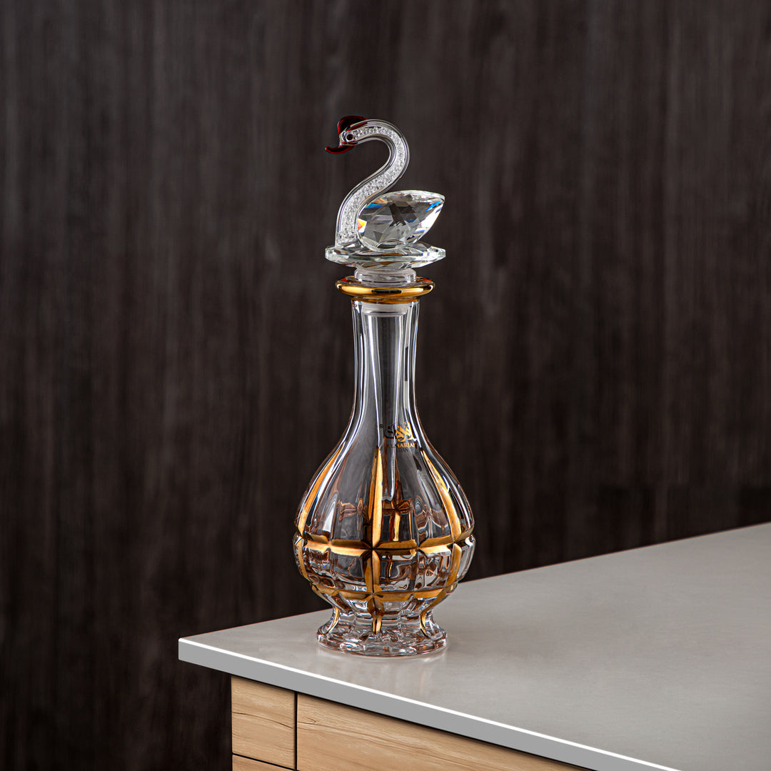 Almarjan Perfume Bottle 200ML (VR-D21-4-Golden) - Glass with Swan Knob | Swan Collection