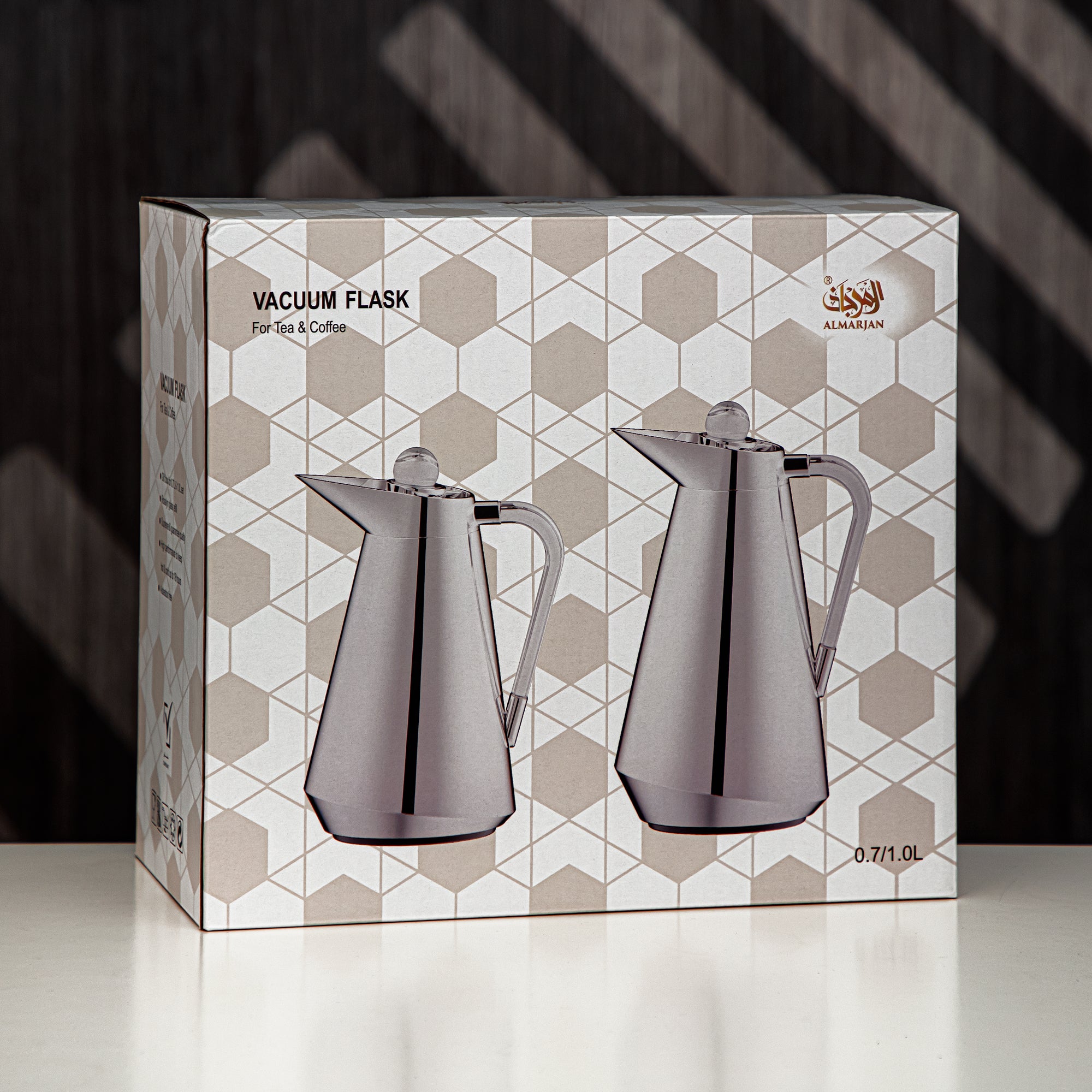 Almarjan Vacuum Flask Set Silver & Transparent (VSP-00700/1000 CY07)