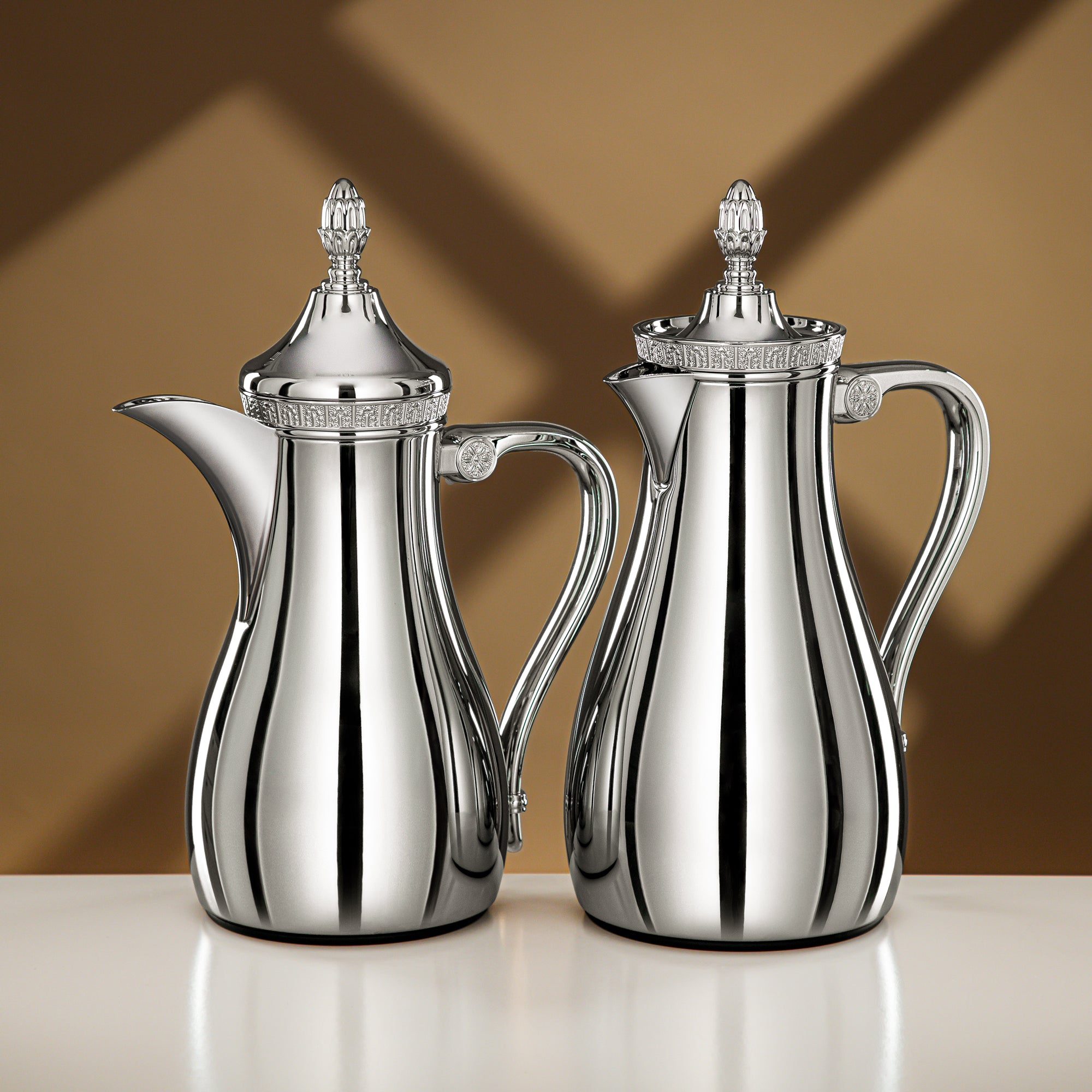 Almarjan Vacuum Flask Set 0.7L + 1L Silver