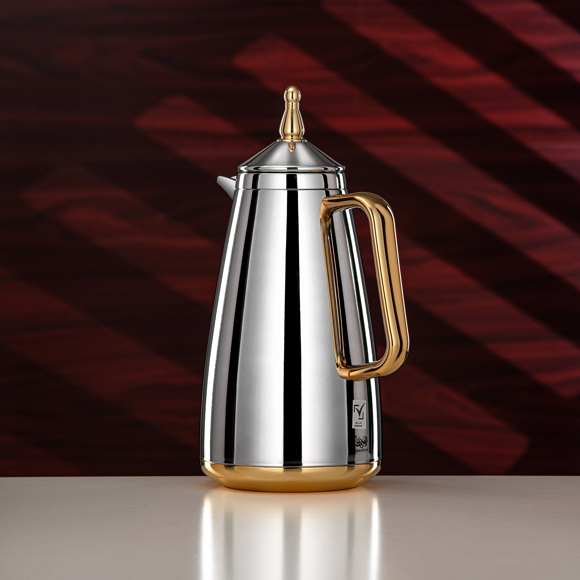 Almarjan Vacuum Flask Set 1L + 1L Silver & Gold