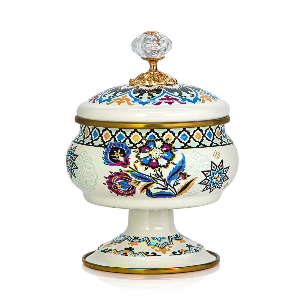 Almarjan 14 CM Tohfa Collection Enamel Sugar Bowl With Stand - 287421041